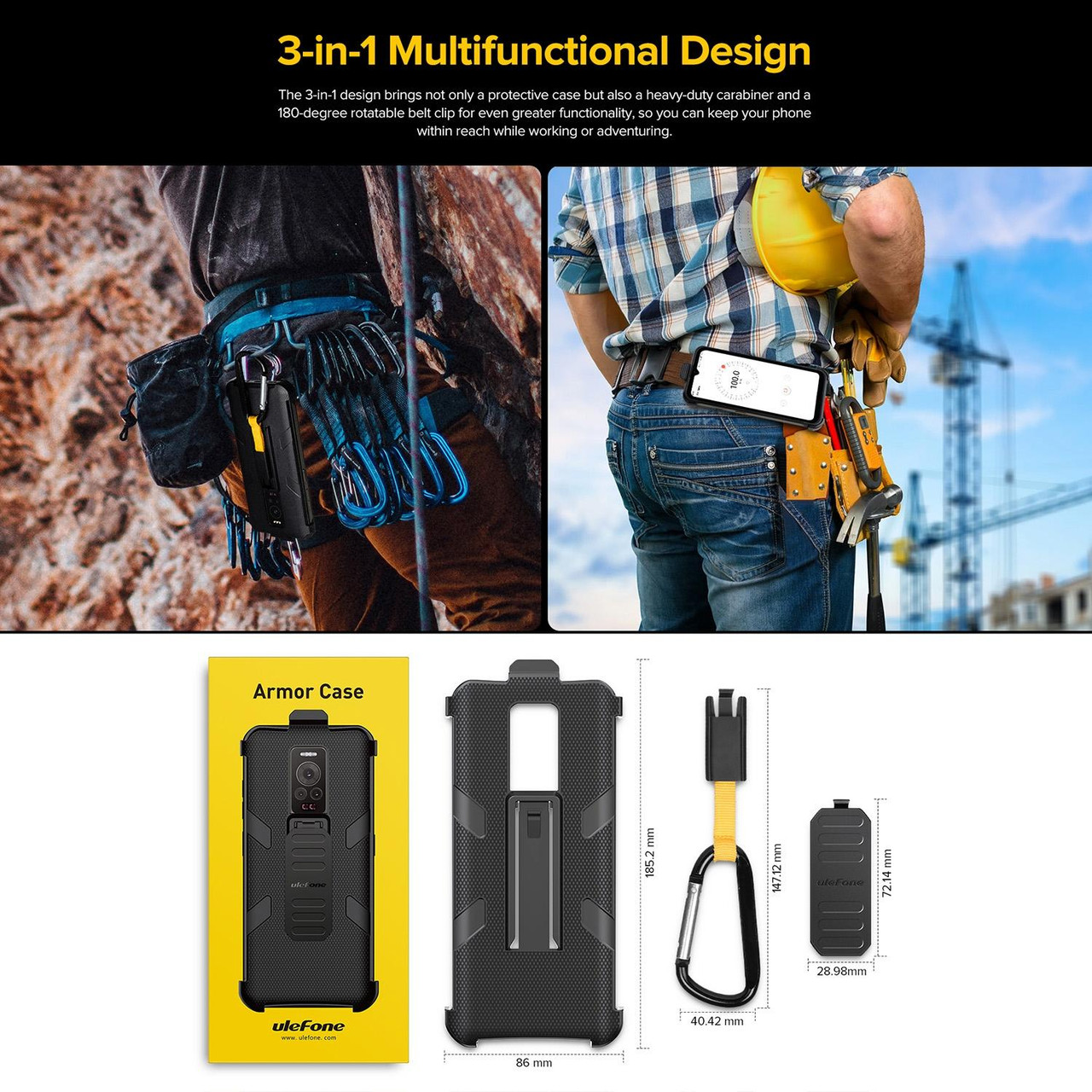 Original Ulefone Phone Case with Belt Clip and Carabiner For Armor 21 Hard  Cover