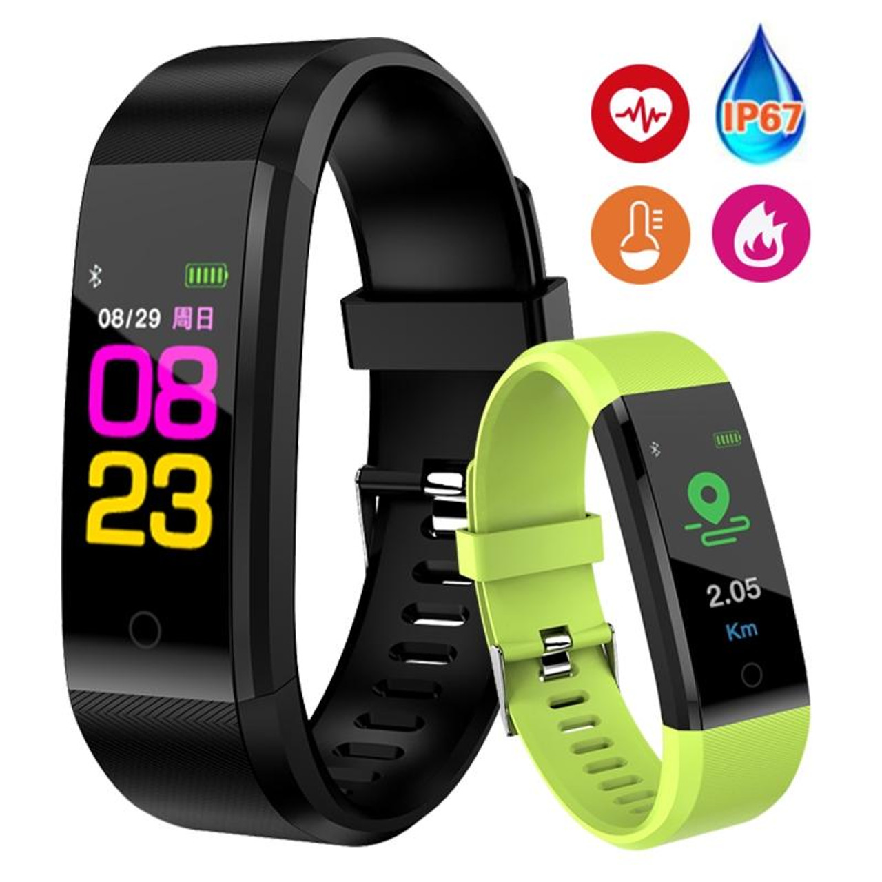 AndThere ID 115 Plus HR Replacement Strap Smart Bracelet Band Length  Adjustable 2 Sets