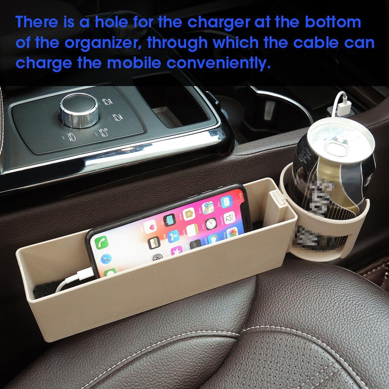Car Storage Box Console Side Pocket Organizer Charger Wireless Charger  Cable