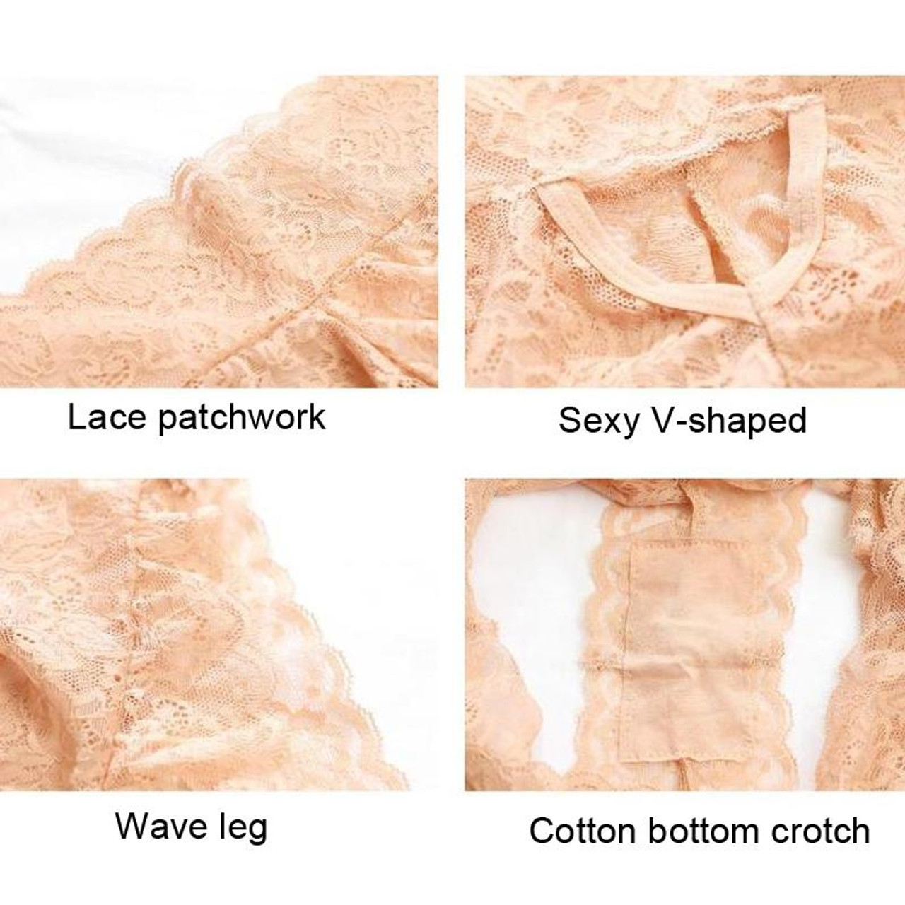 226 Female Lace Underwear Hollow Mid Waist Breathable Panties, Size: S(Black),  snatcher