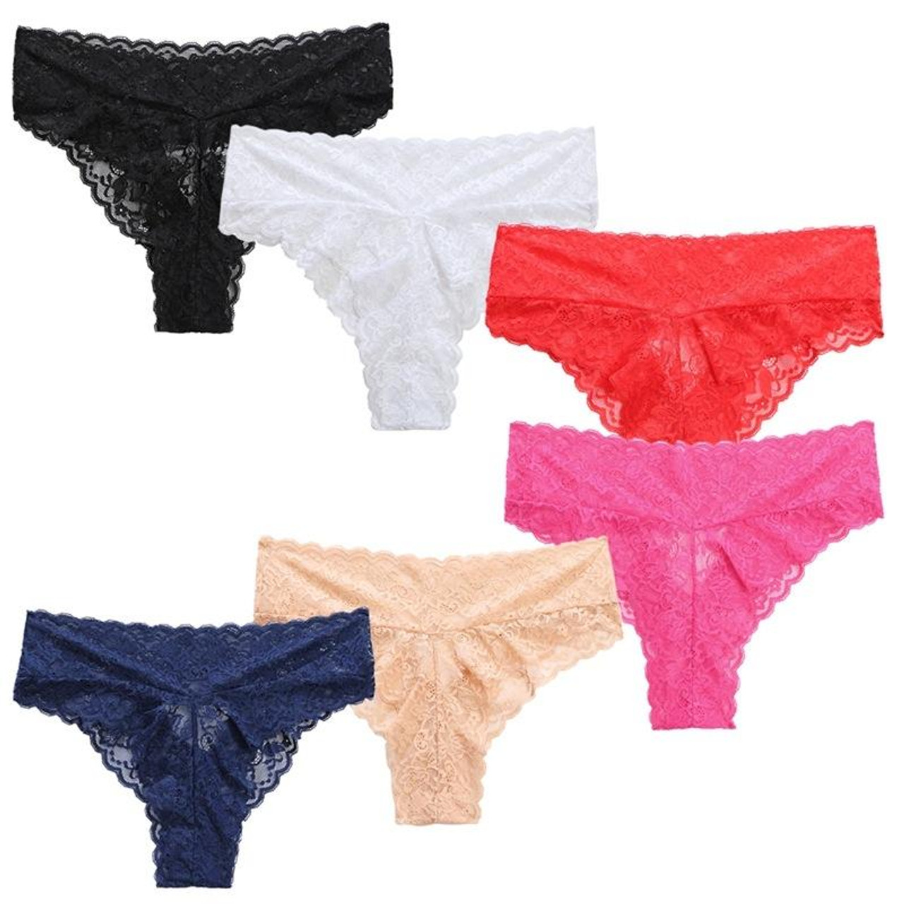 226 Female Lace Underwear Hollow Mid Waist Breathable Panties, Size: L(Rose  Red), snatcher