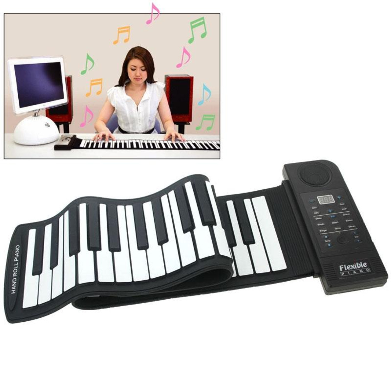 61 Keys Portable MIDI Silicone Flexible Roll Up Piano, Keyboard