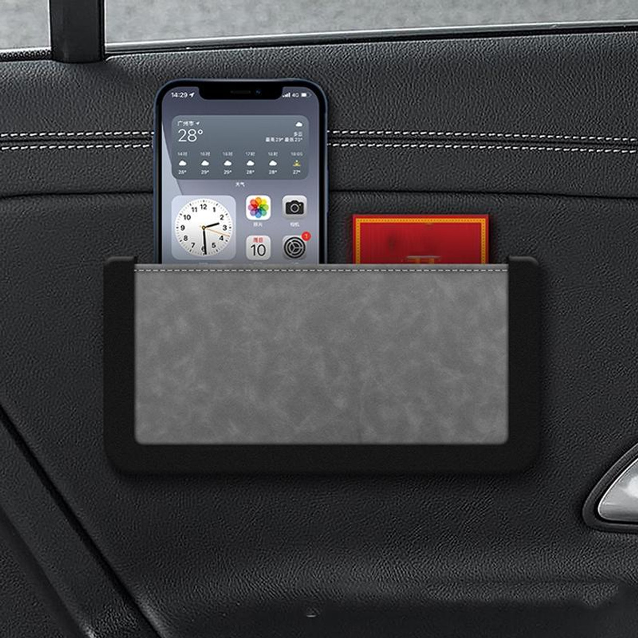 DE RAN FU Car Phone Storage Box Self-adhesive Rolling Pyebata Storage Bag( Grey), snatcher