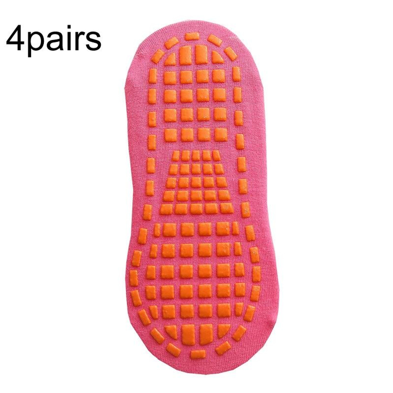 4pairs Trampoline Socks Dotted Rubber Non-slip Floor Socks Yoga