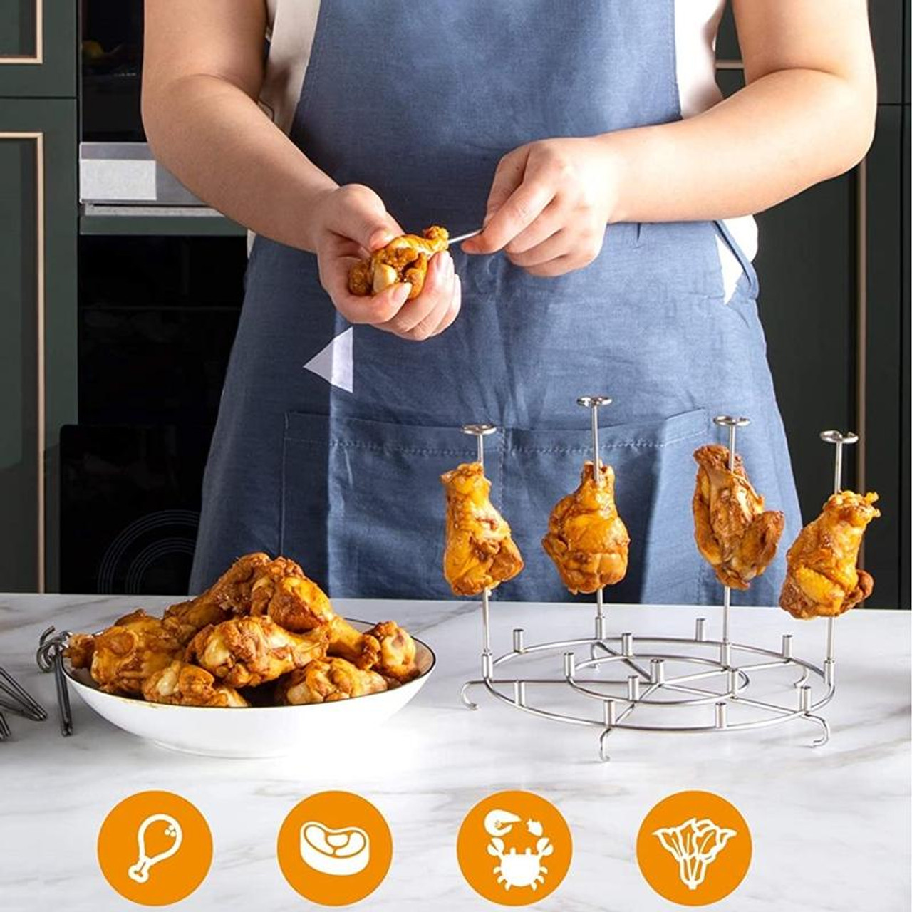 Air Fryer Skewer Stand Compatible with Ninja Foodi 6Qt 8Qt