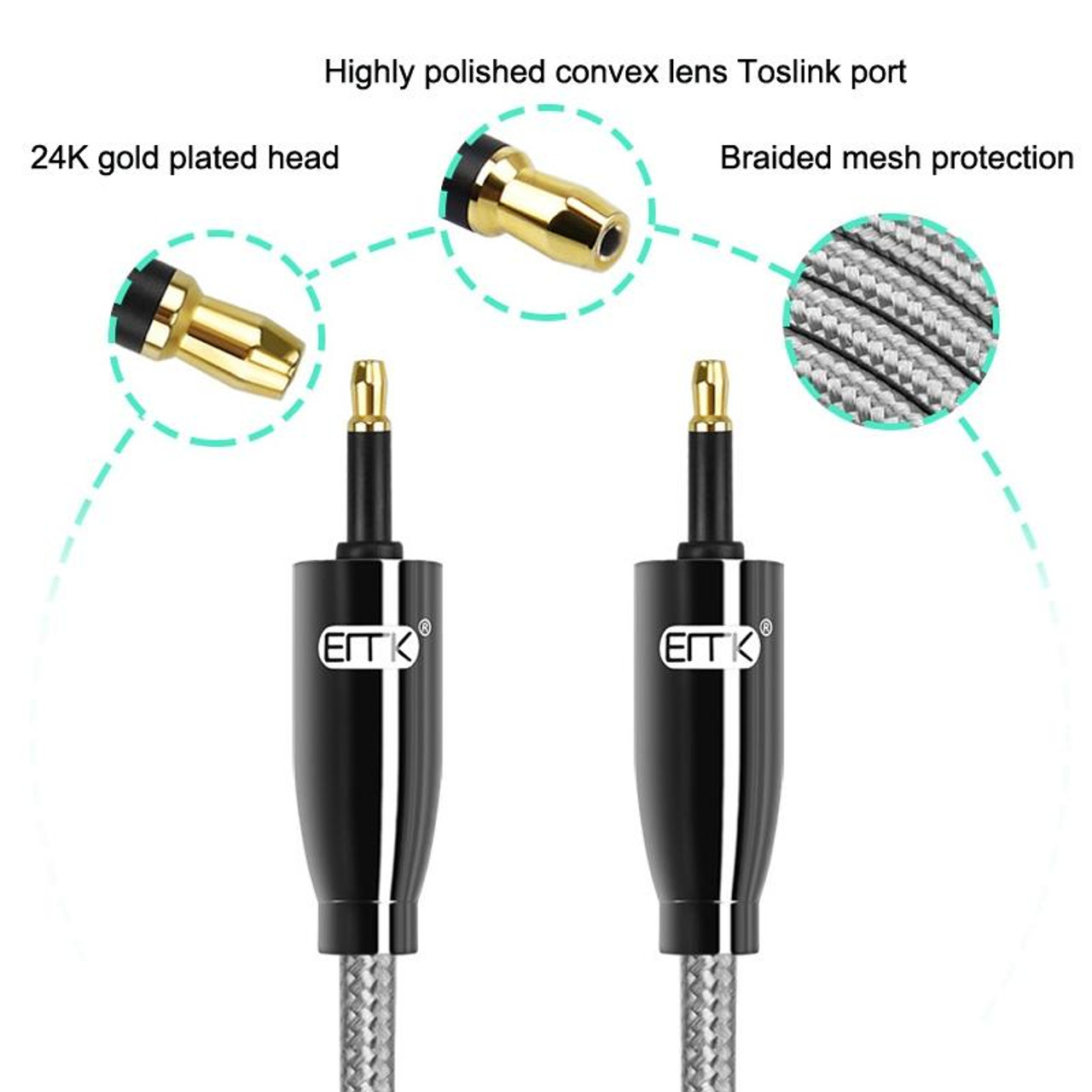 Toslink Fiber Optic Male to M Cable Digital Audio Optical SPDIF OD 4.0mm