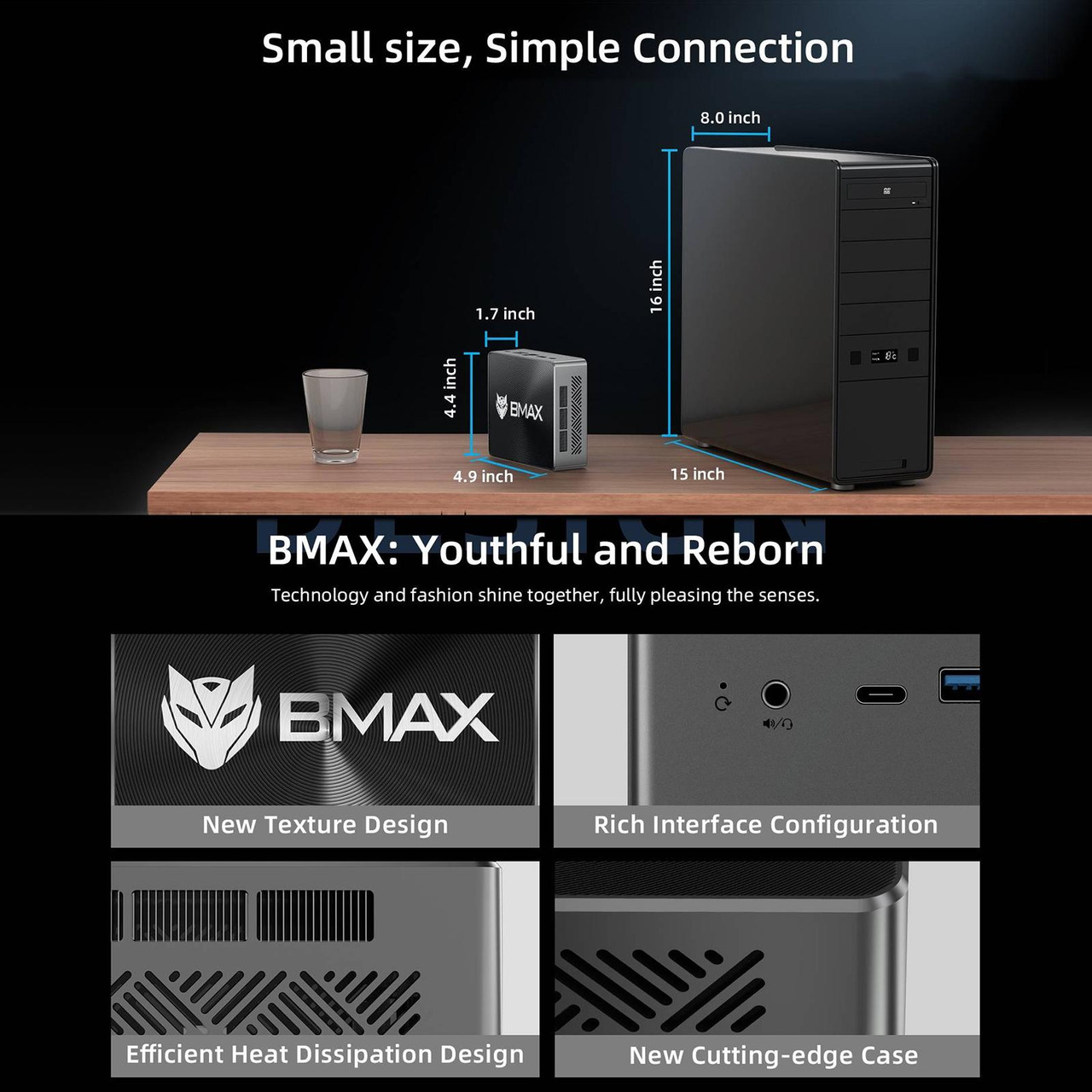 BMAX B7 Pro Windows 11 Mini PC, 16GB+1TB, Intel Core i5-1145G7