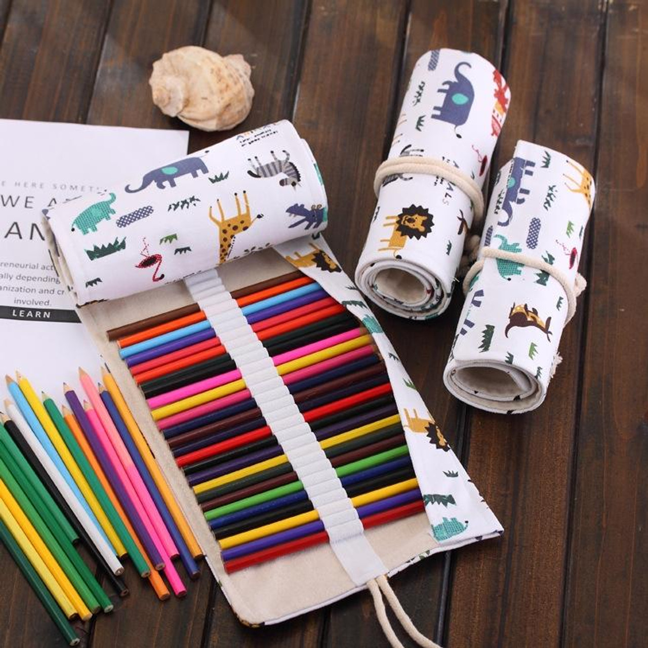 36 Slot Roll Up Pencil Bag Large Capacity Pen Pouch Washable Pen Organizer  Bag