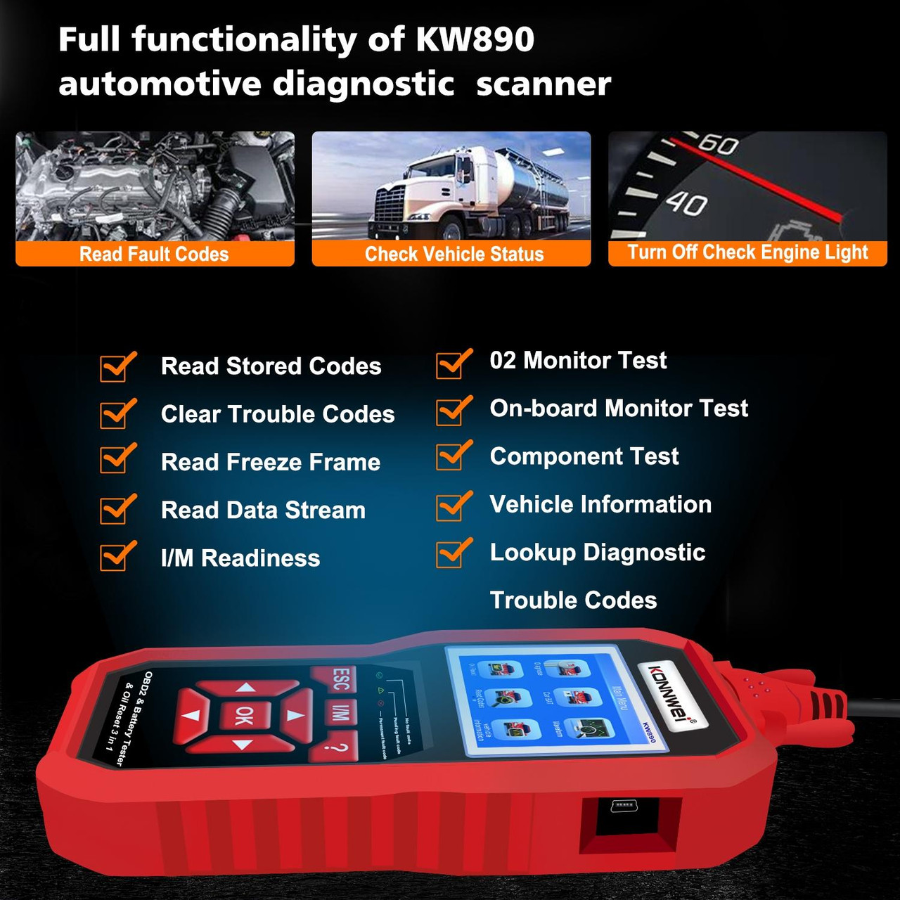 KONNWEI Mini OBD-II Car Auto Diagnostic Scan Tool - Snatcher