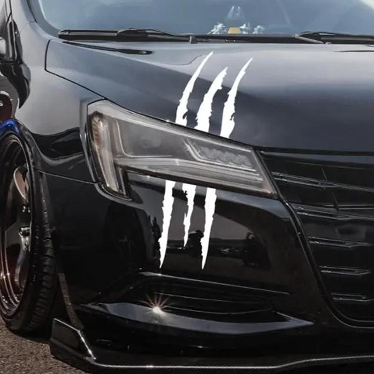 Car Stickers Auto Reflective Monster Claw Scratch Marks Headlight Bumper  Sticker Waterproof Decal (BLACK) 