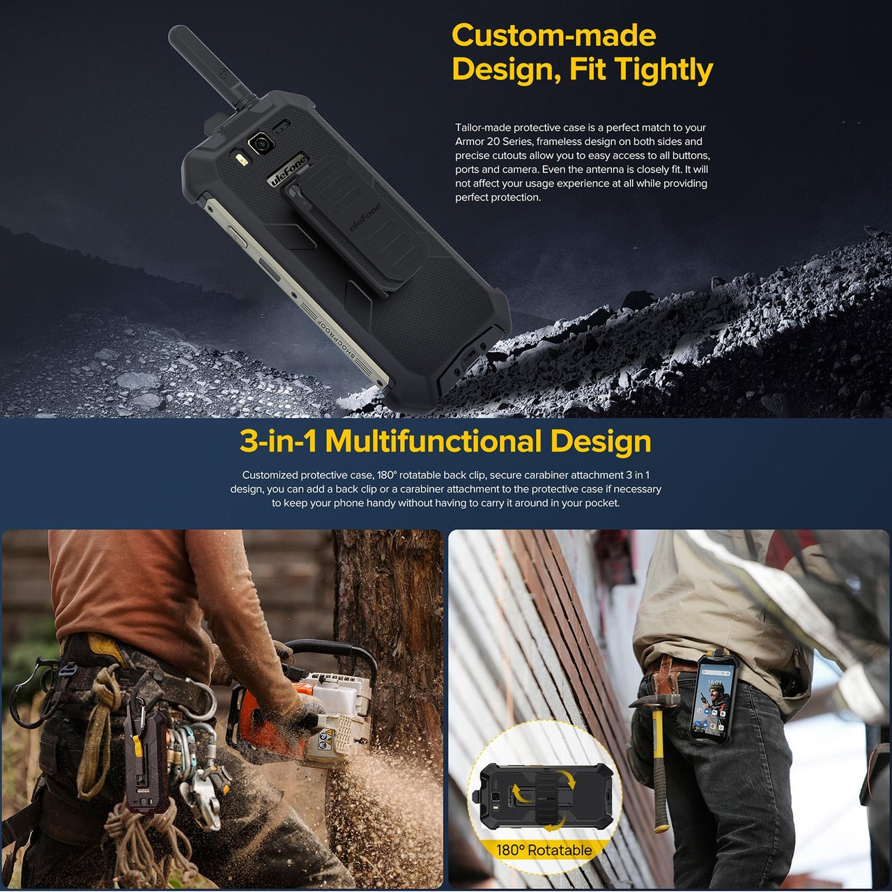 For Ulefone Armor 21 Case Ulefone Back Clip Phone Case with Carabiner