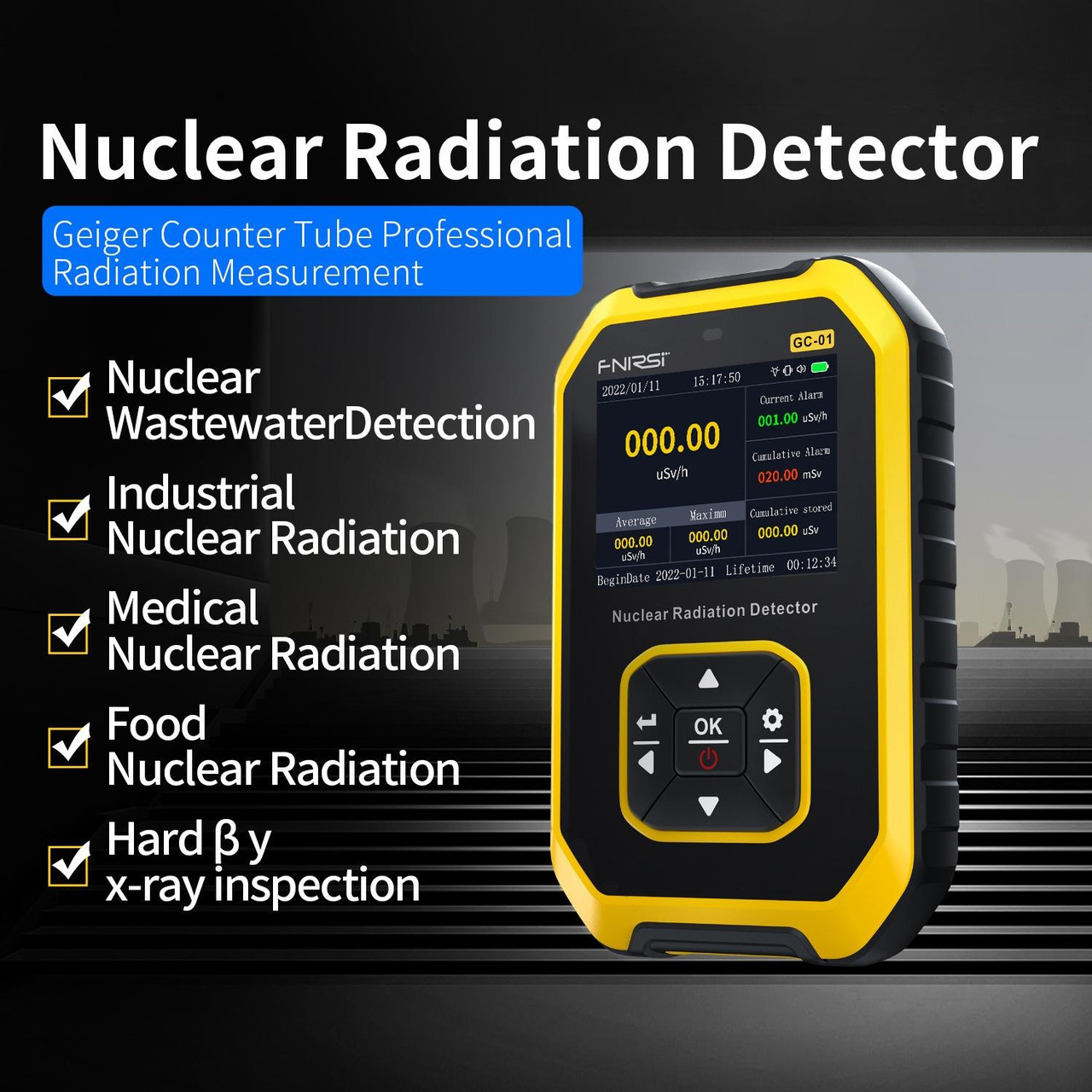 Fnirsi GC01 Home Lndustrial Marble Radioactive X Y Ray Nuclear Radiation  Detector Geiger Counter(Yellow), snatcher