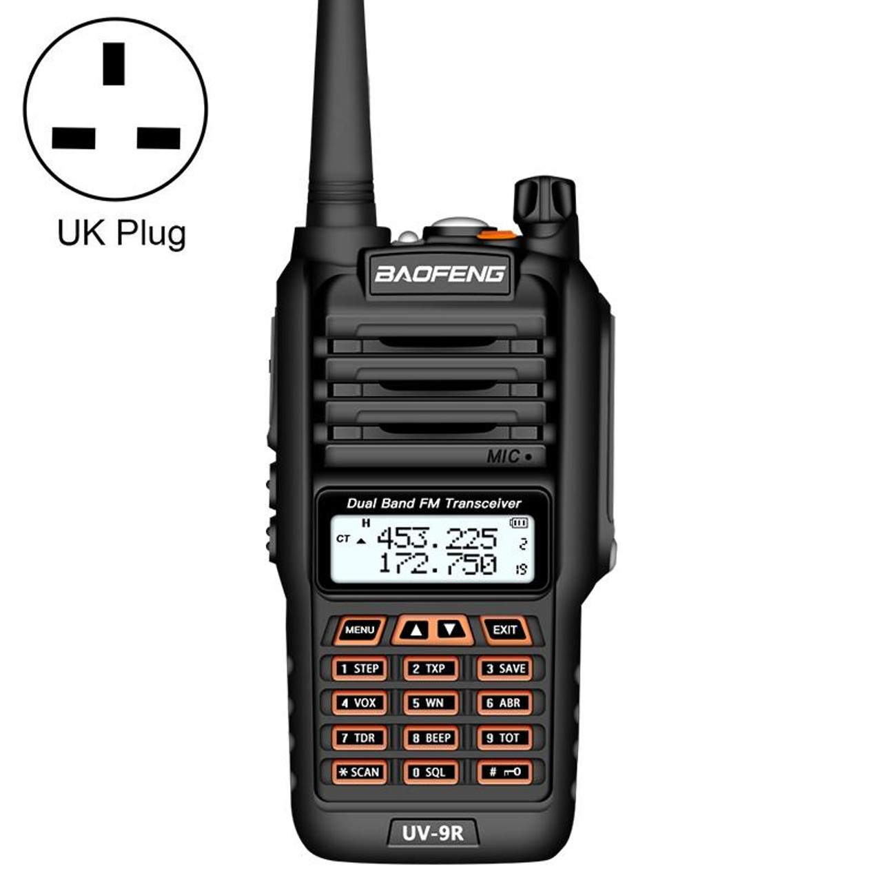 BaoFeng BF-UV9R 5W Waterproof Dual Band Radio Handheld Antenna Walkie Talkie,  UK Plug, snatcher