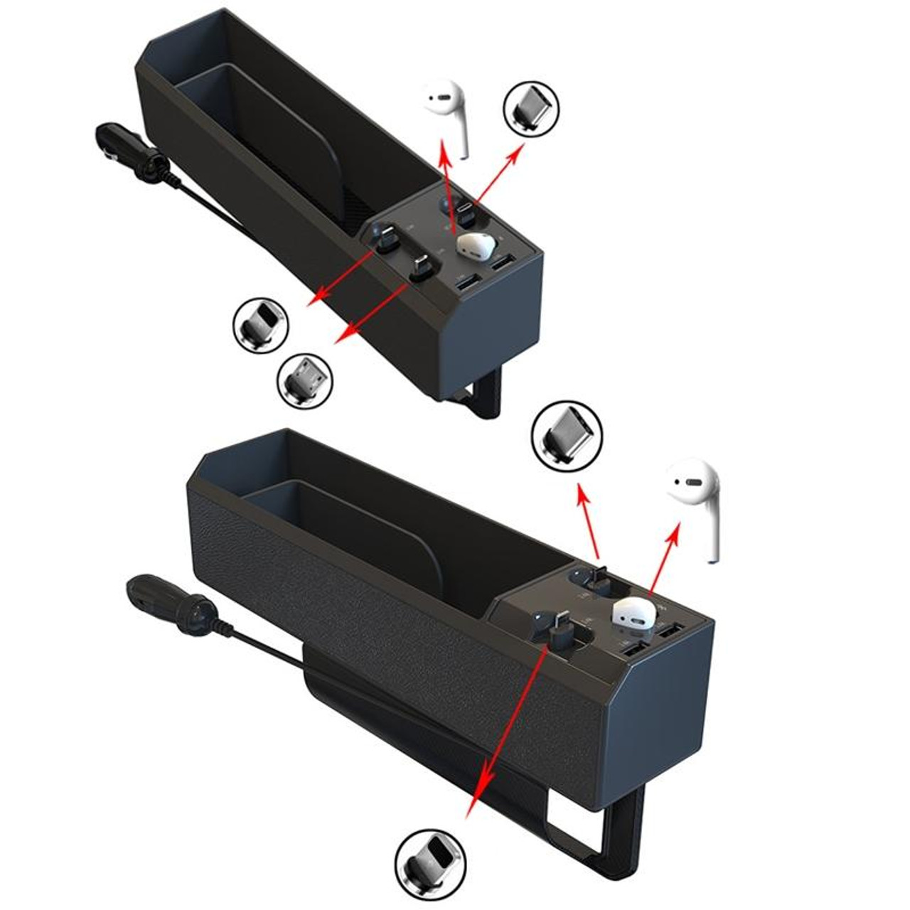 Car Seat Storage Box With Cable Car USB Charger, Style:Bluetooth Earphone 3  Wire