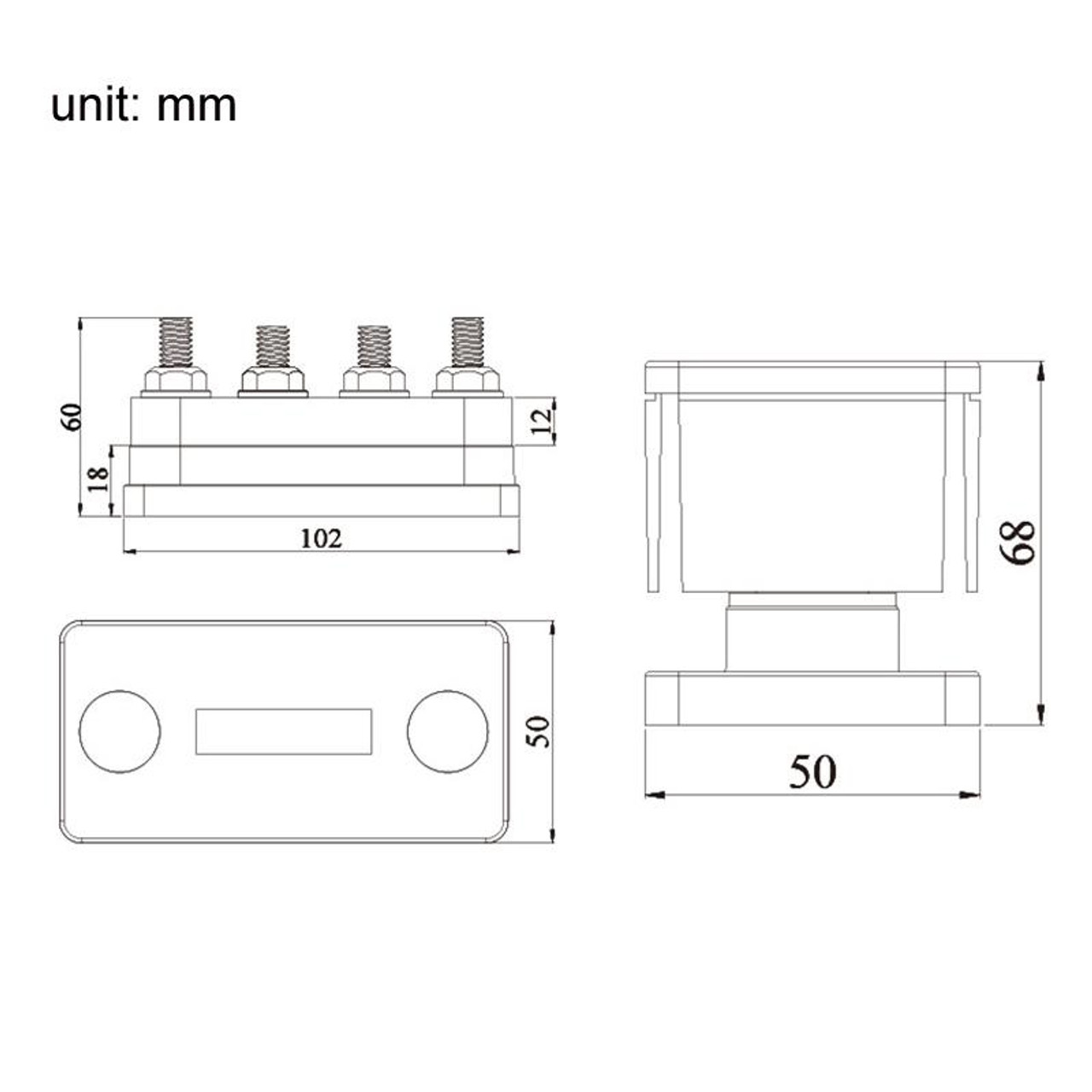 300a M8 48v Heavy Duty 4-way Red Shell Busbar Box Suitable For Rv Cars And  Ships