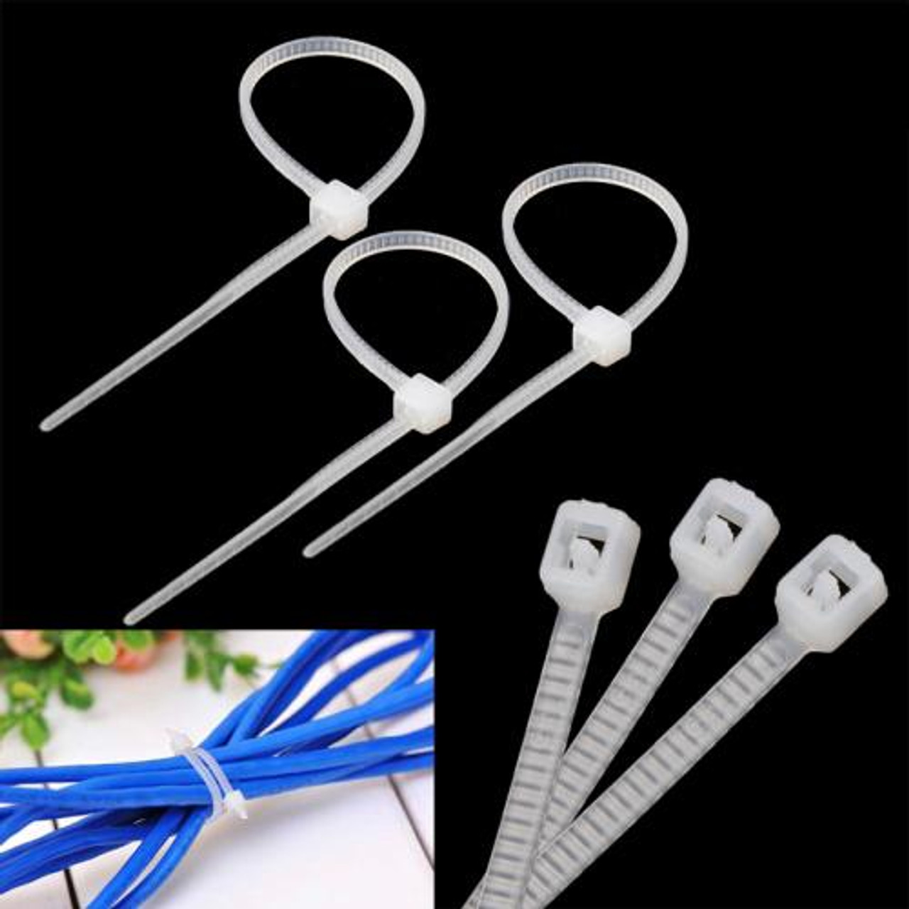 25cm Self-Locking Nylon Cable Wire Zip Ties (500pcs in one packing, the  price is for 500pcs)(White), snatcher