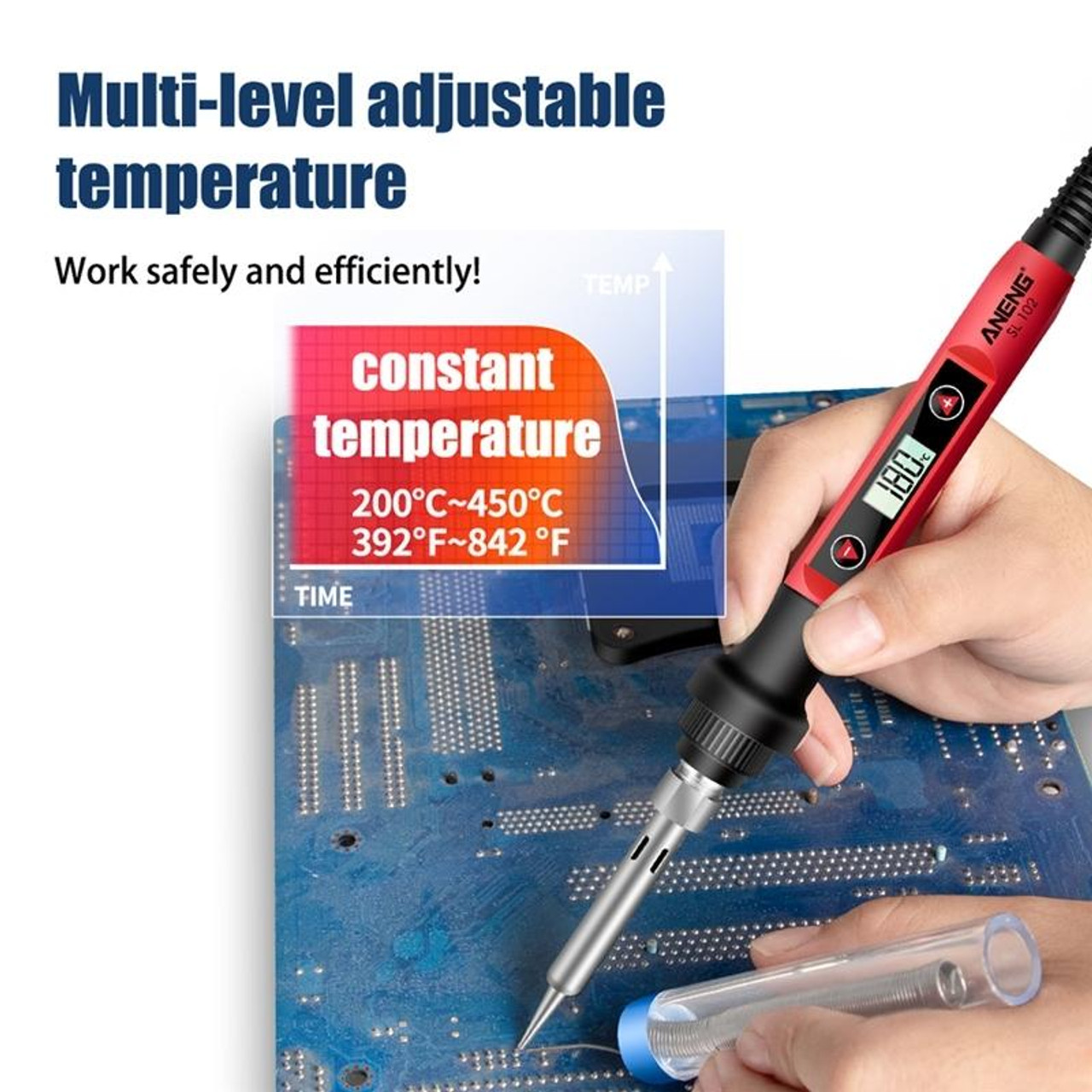ANENG SL102 24pcs/set Digital Thermostat Household Constant Temperature  Soldering Iron Set 60W Internal Heat Welding Tool Kit(US Plug), snatcher