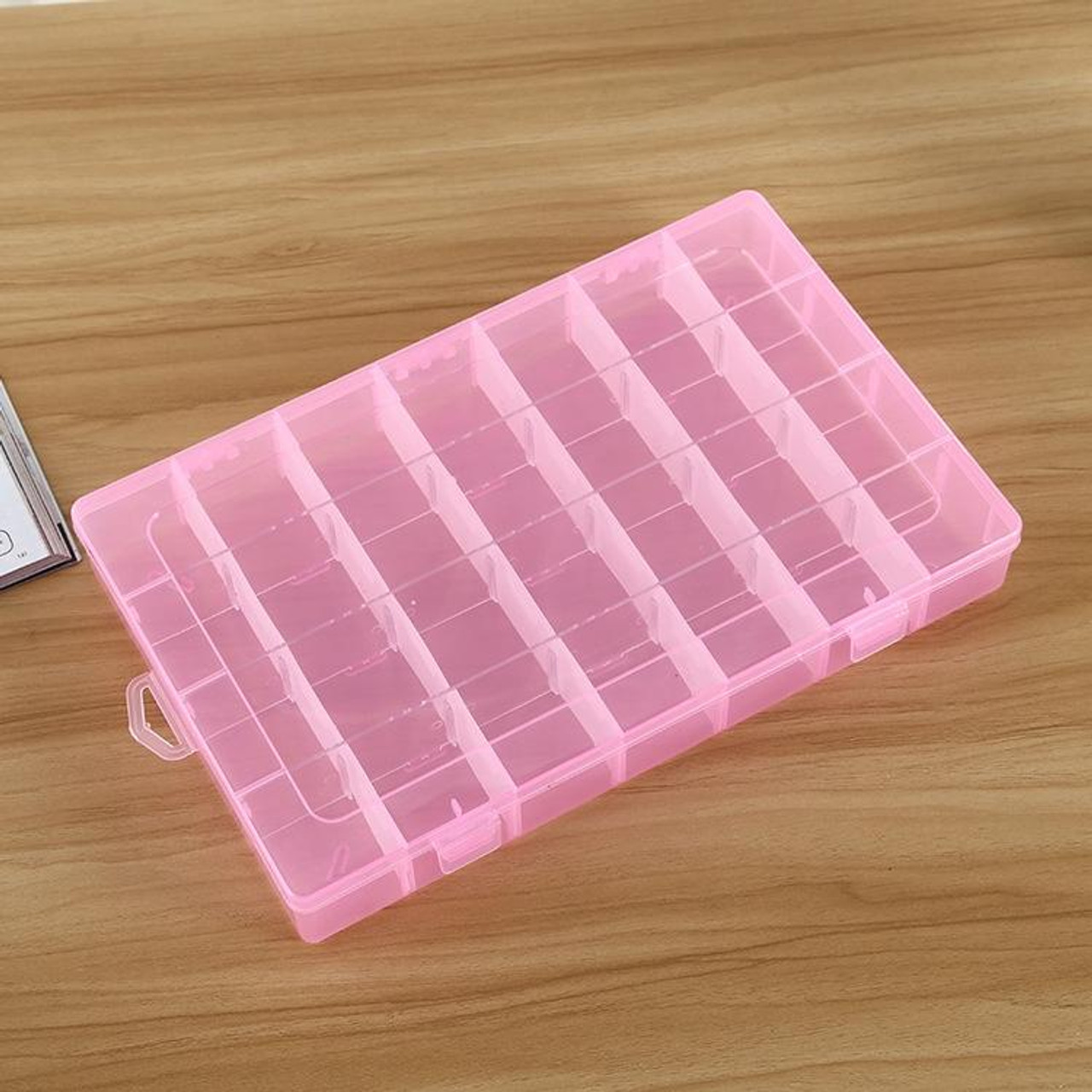 Plastic Organizer Container Storage Box 28 Slots Removable Grid Compartment  for Jewelry Earring Fishing Hook Small Accessories(Pink), snatcher