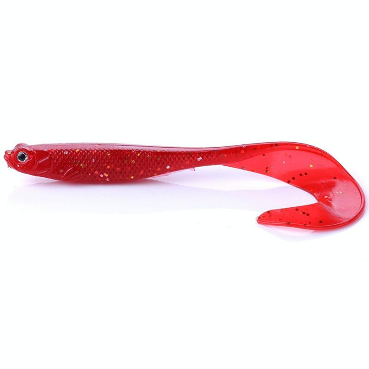 5pcs Roadrunner Soft Lures Leadheads Luminous Lures(Red White T Tail)