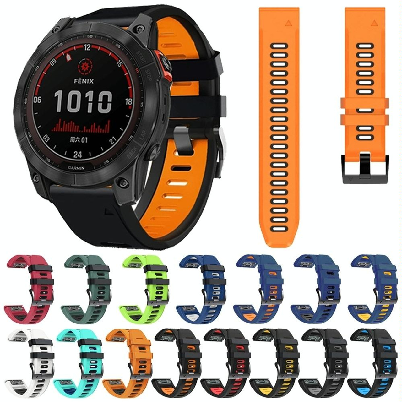 For Garmin Enduro 2 26mm Two-Color Sports Silicone Watch Band(Black+Yellow)