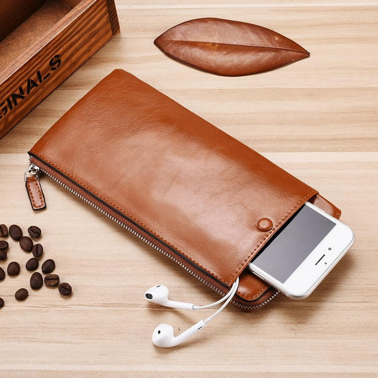 Hiller Leather Mobile Business Card Holder/Pocket Wallet/Money Purse for Men  and Women. (Brunette) - HL1-002