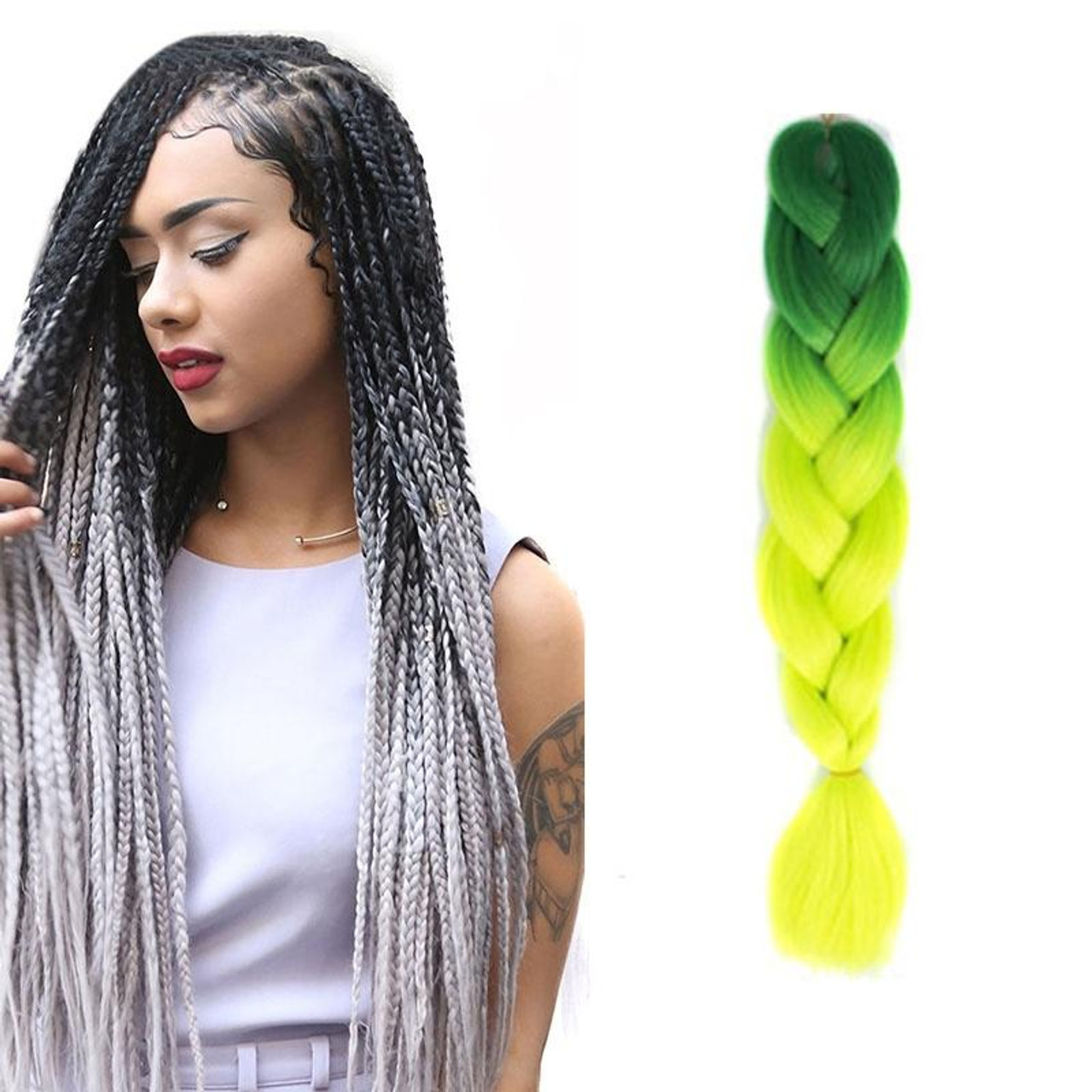 Fashion Color Gradient Individual Braid Wigs Chemical Fiber Big