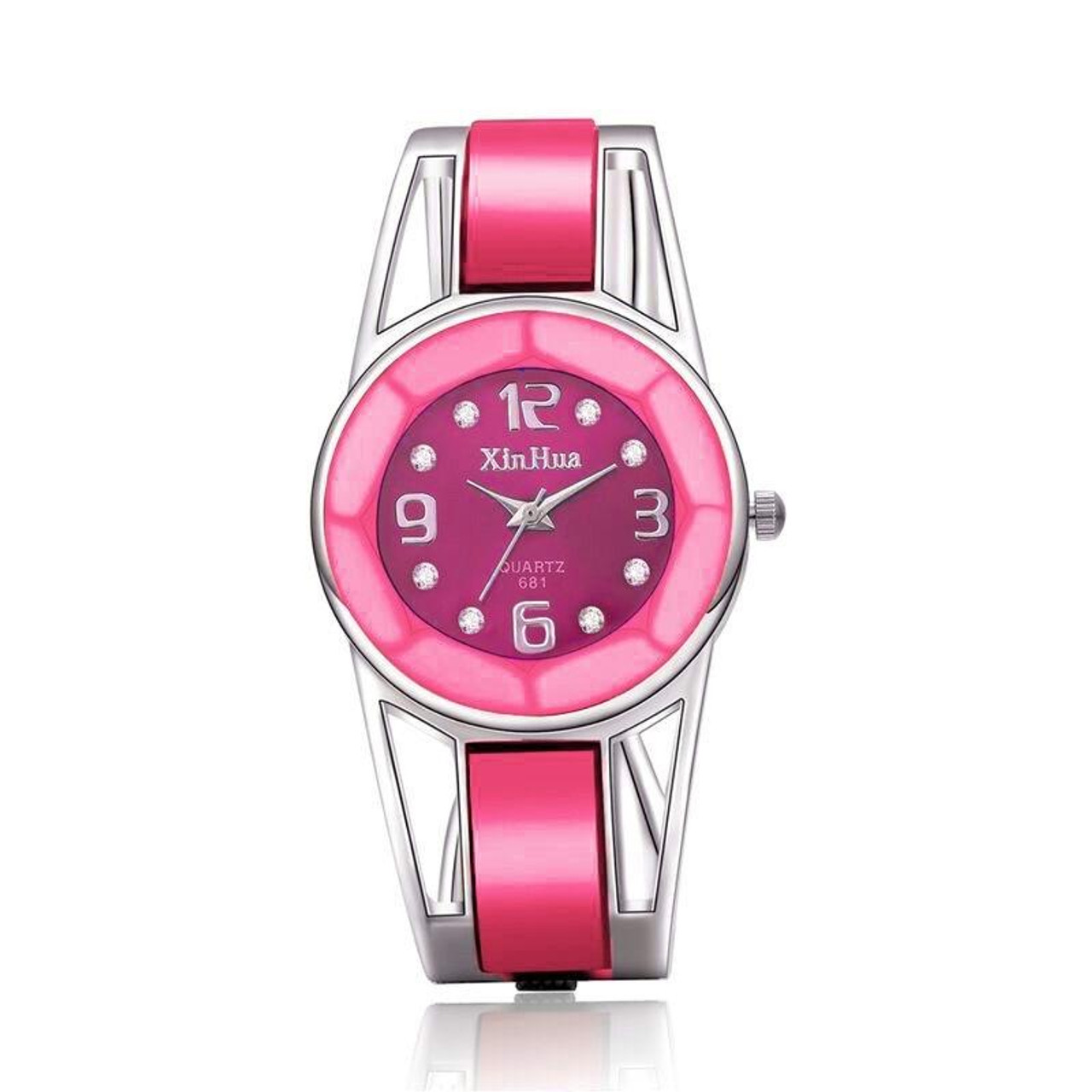 Buy ELEOPTION Bracelet Design Quartz Watch with Rhinestone Dial Stainless  Steel Band Free Womens Watch Box (XINHUA-Black) Online at desertcartINDIA