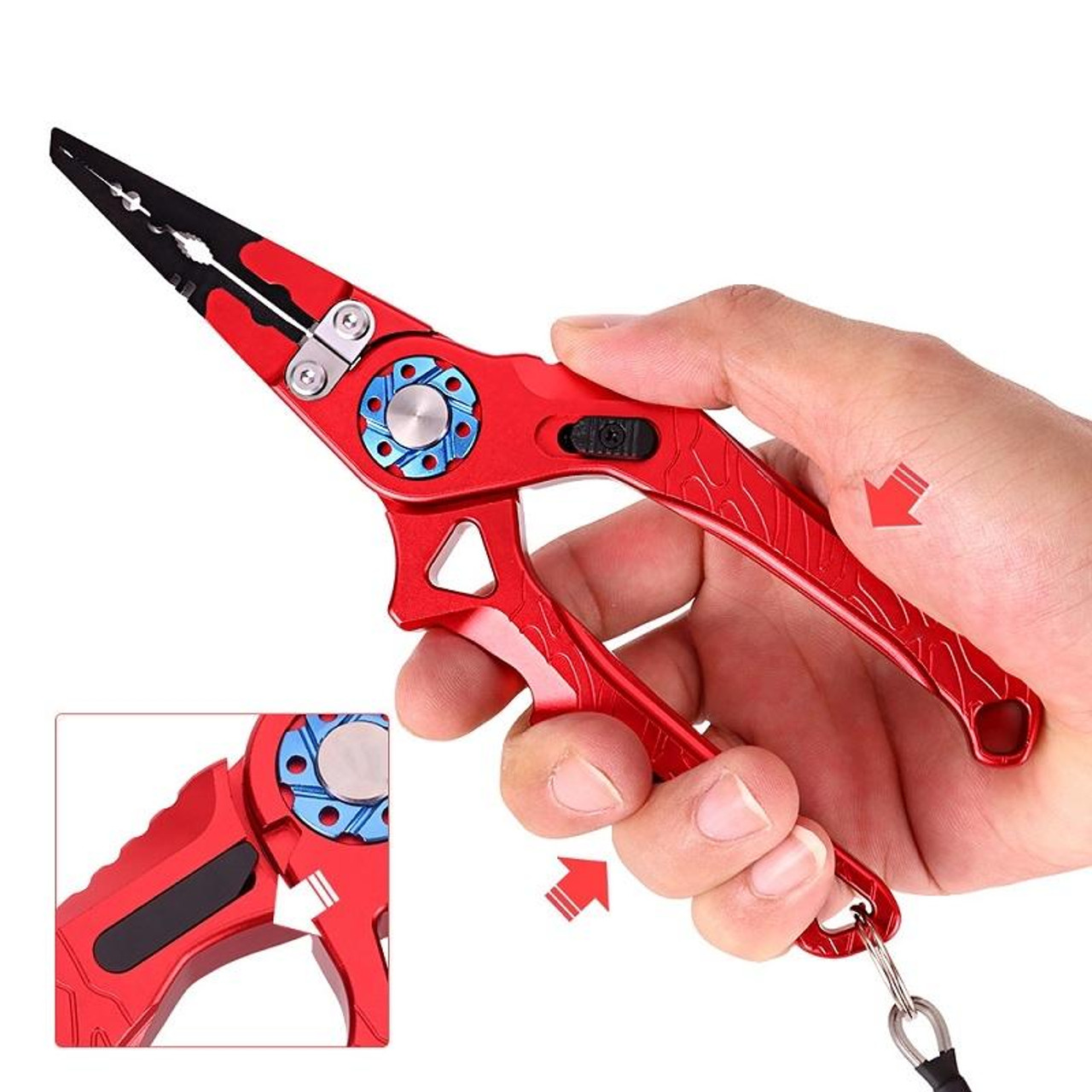 Multifunctional Open-Loop Lead-Pressing Fishing Pliers With Lock(Red),  snatcher