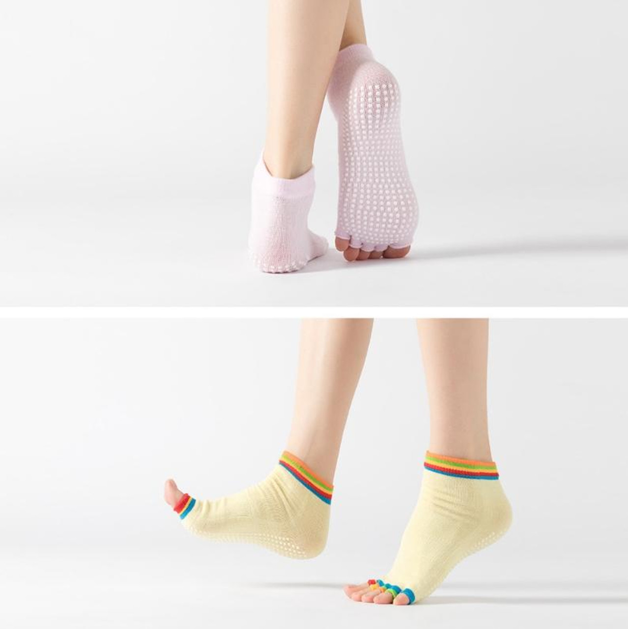 Solid Colors Five Toe Backless Nonslip Socks Summer Women Dance