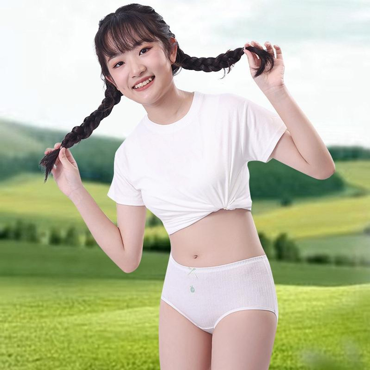 3pcs Girl Cotton Underwear Solid Color Short Panties, Size: XXXXXL