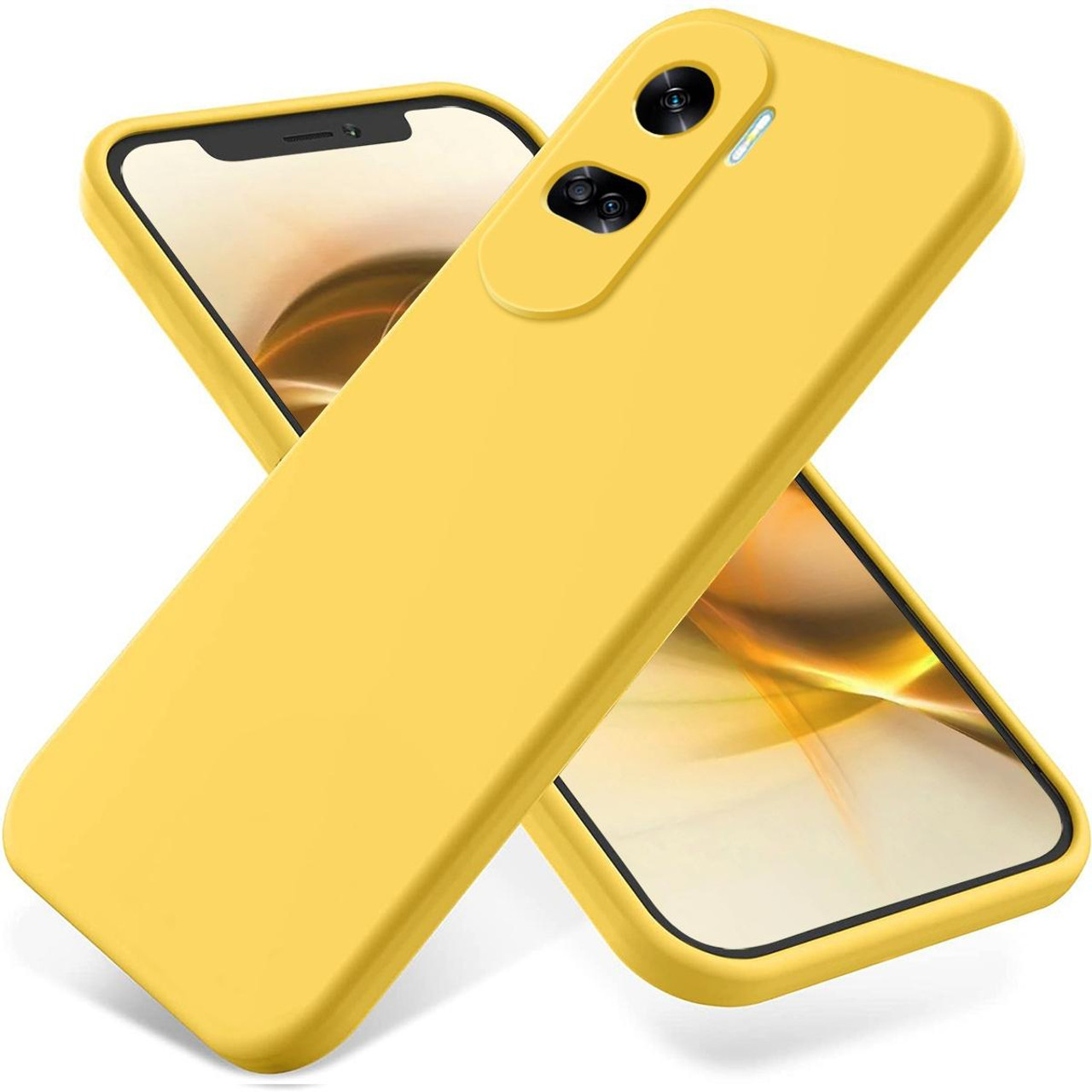 For Honor 90 Lite / X50i Pure Color Liquid Silicone Shockproof Phone  Case(Yellow)