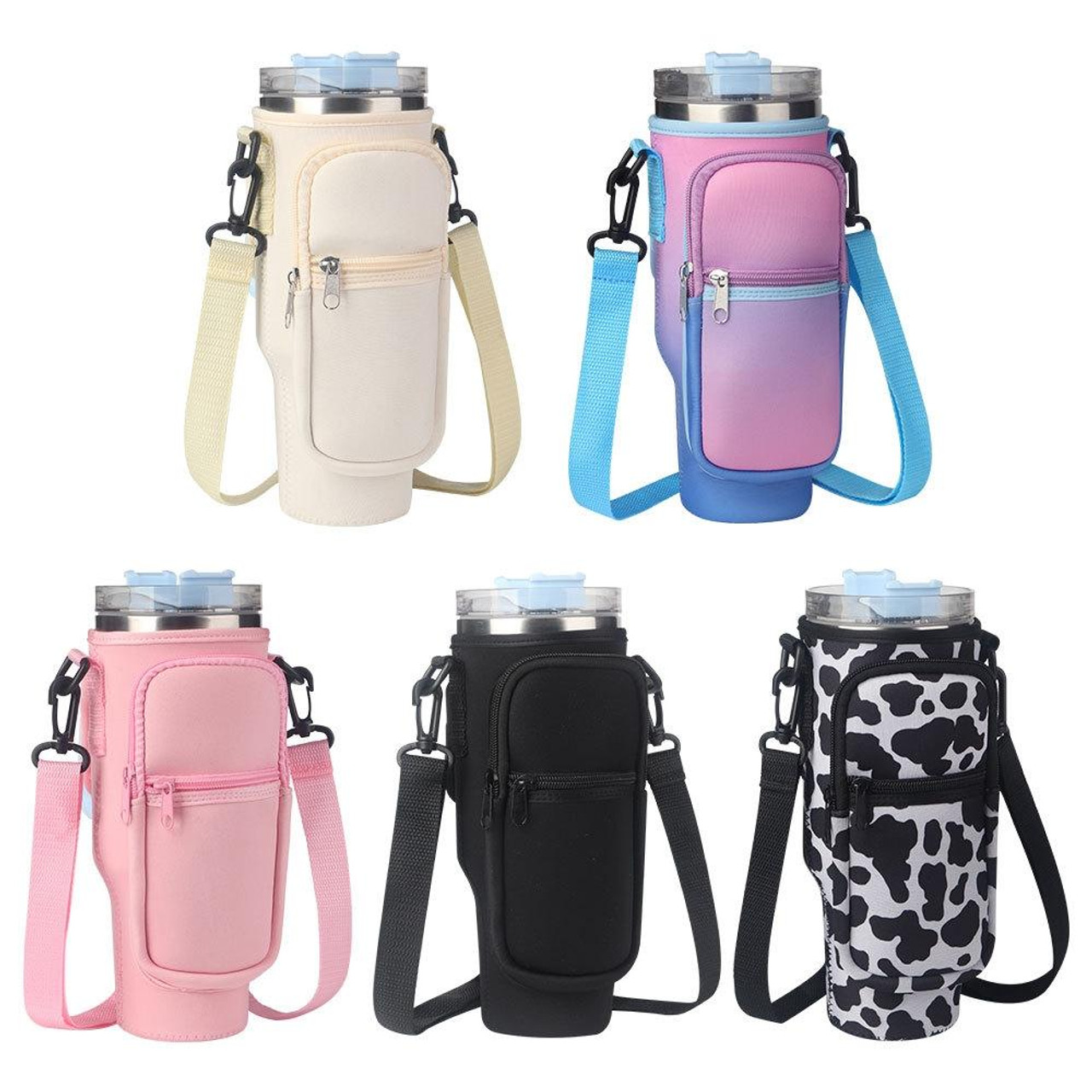 Stanley Water Bottle Carrier Holder Bag Cow Print Pouch 