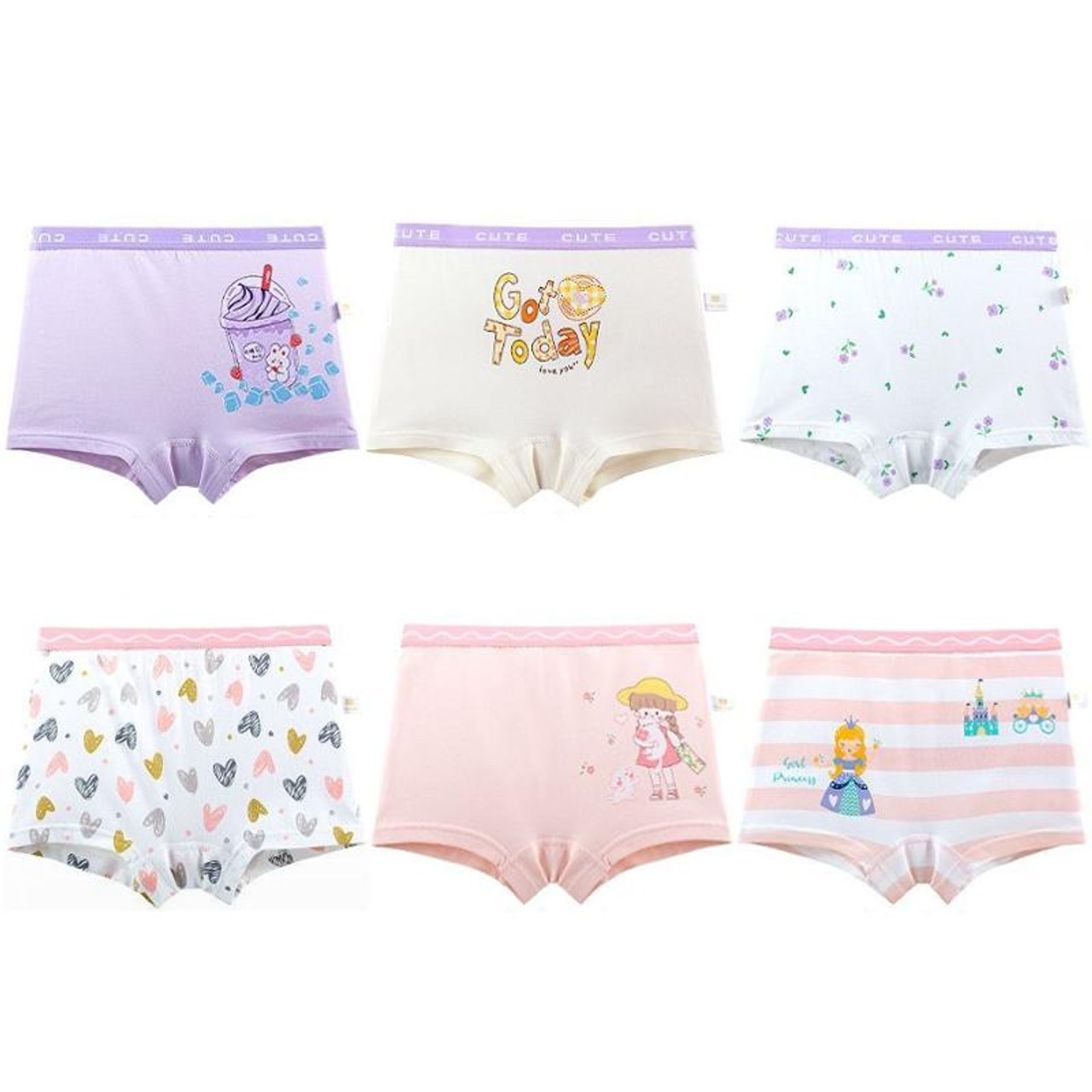 6Pcs/Set Girls Baby Underwear Soft Cotton Panties Kids Underpants Shorts  Briefs 