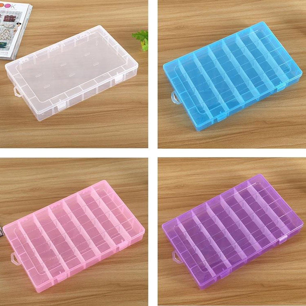 Plastic Organizer Container Storage Box 28 Slots Removable Grid Compartment  for Jewelry Earring Fishing Hook Small Accessories(Purple), snatcher