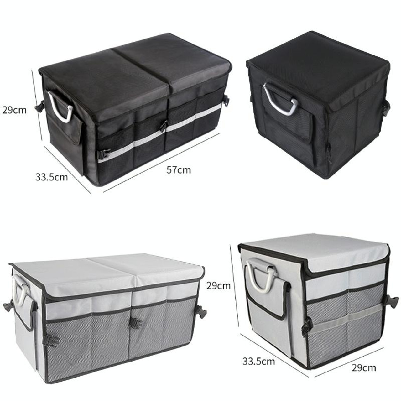 Car Trunk Storage Box Oxford Cloth Folding Organizer With Reflective Strips,  Color: Small Gray, snatcher