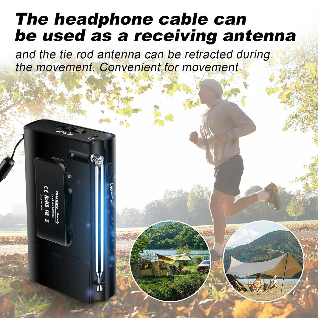 J-180 Portable Pointer FM/AM Two-Band Radios With Carrying Clip