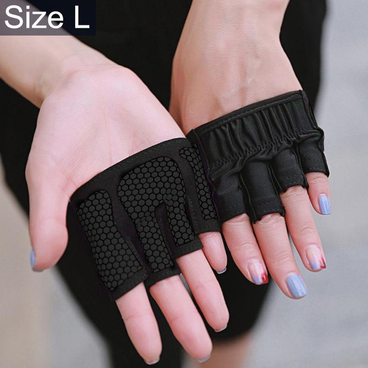 Half Finger Yoga Gloves Anti-skid Sports Gym Palm Protector, Size