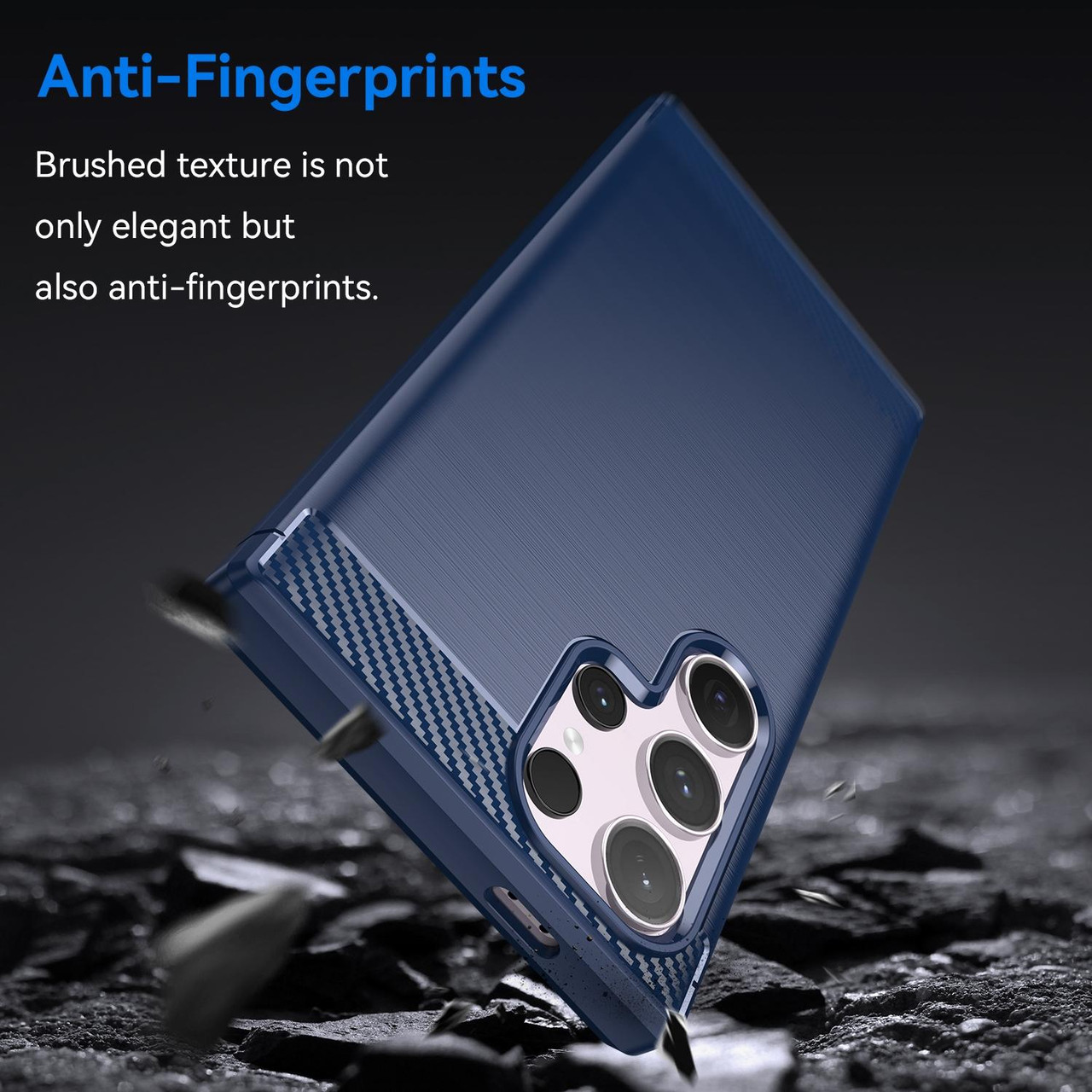 For Samsung Galaxy S24 Ultra 5G Brushed Texture Carbon Fiber TPU Phone Case(Blue),  snatcher