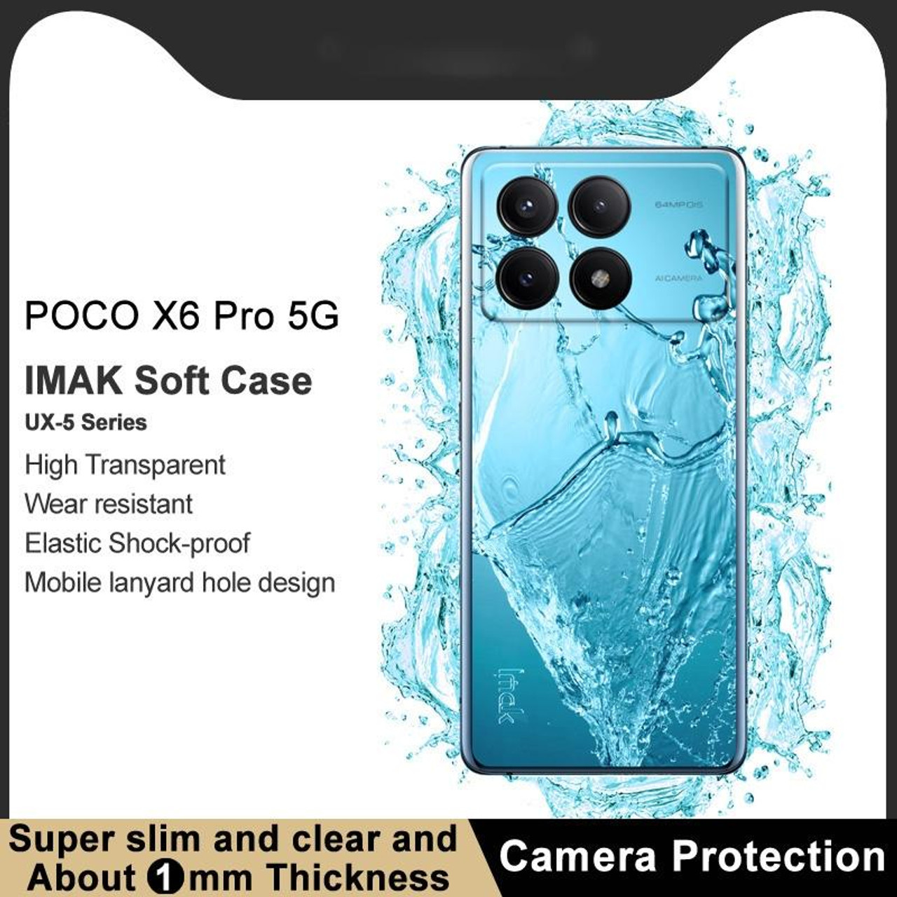 For Xiaomi Poco X6 Pro 5G/Redmi K70E 5G imak UX-5 Series Transparent  Shockproof TPU Protective Case(Transparent), snatcher