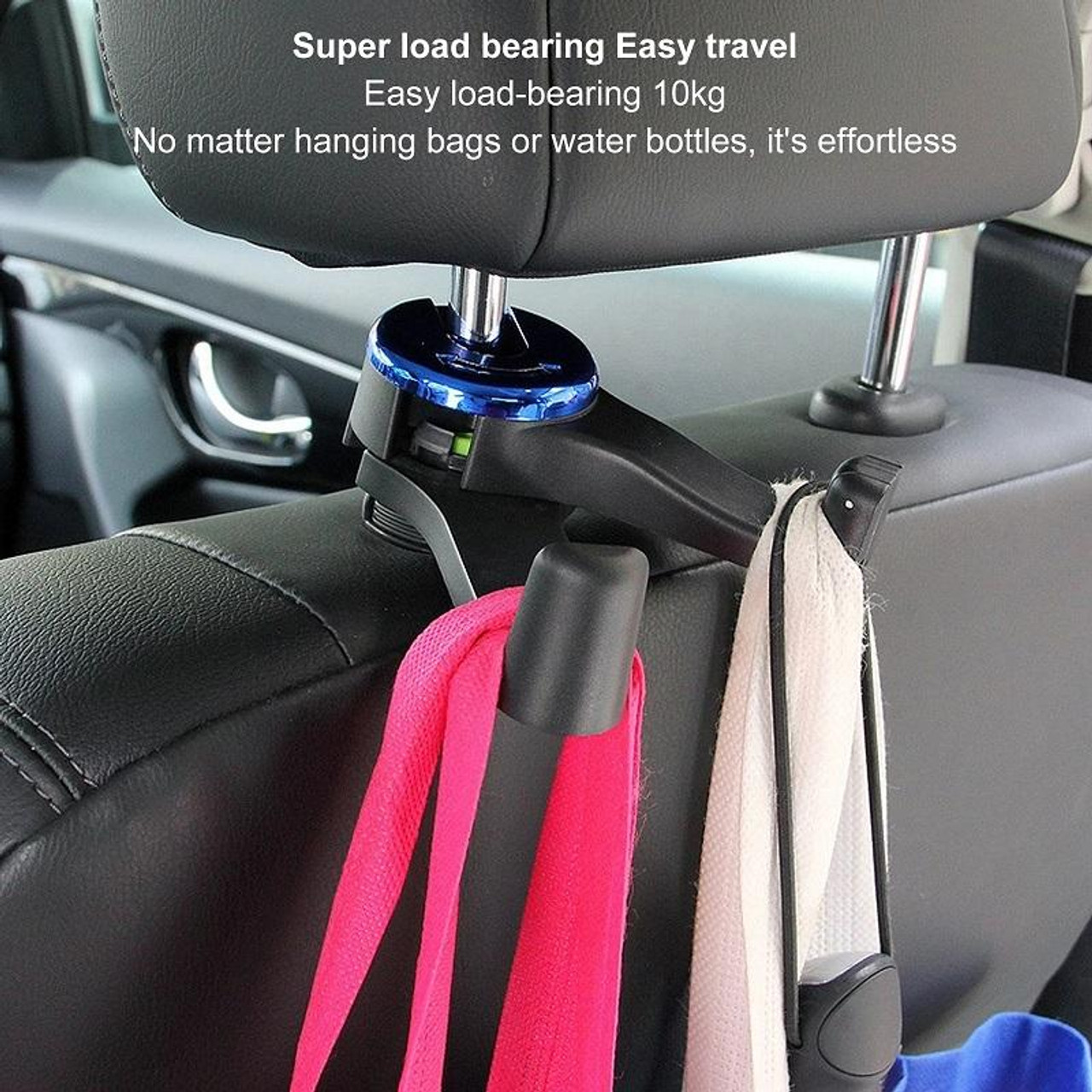 2x 2 In 1 Car Headrest Hidden Hook With Phone Holder For Purse Vehicle