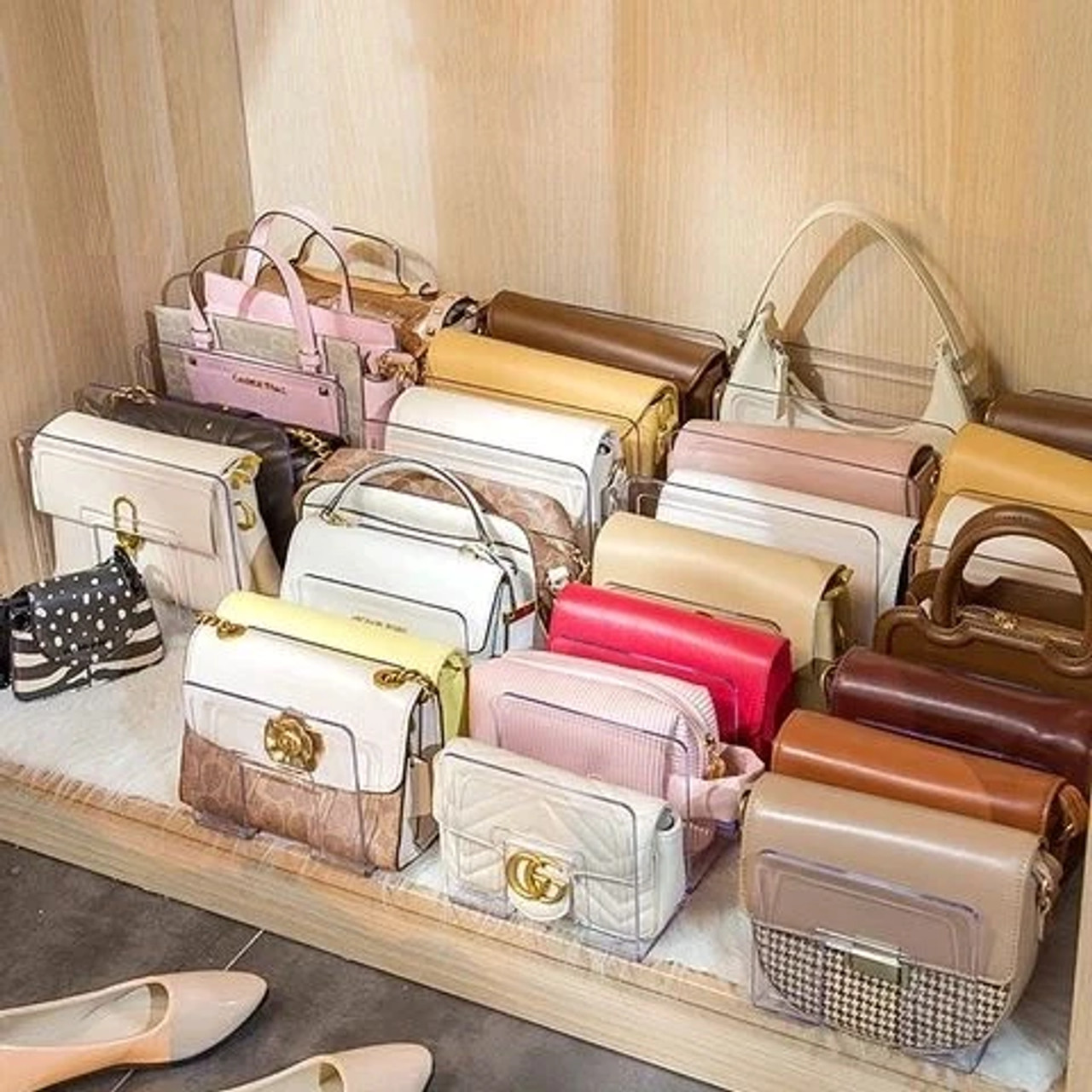 Adjustable Purse Storage Organizer with 4 Dividers Cabinet Separator Shelf  Commodity Storage Closet Bag Organizer Holds Purse - AliExpress