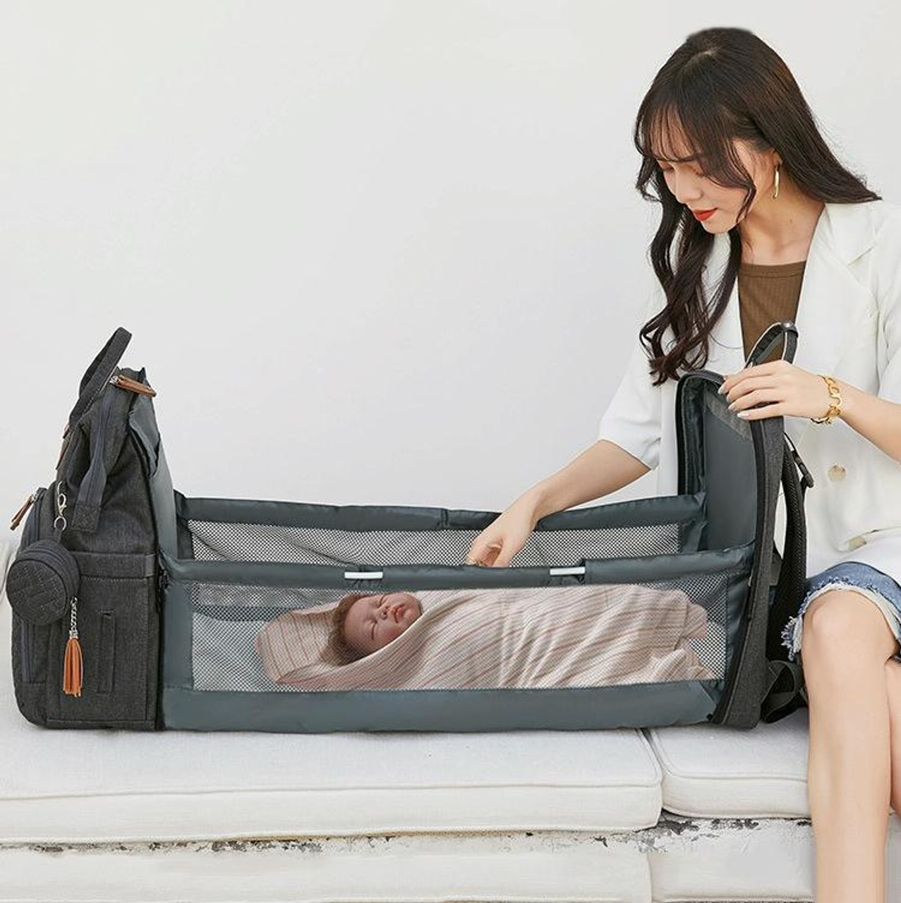 foldable baby bed bag portable mother