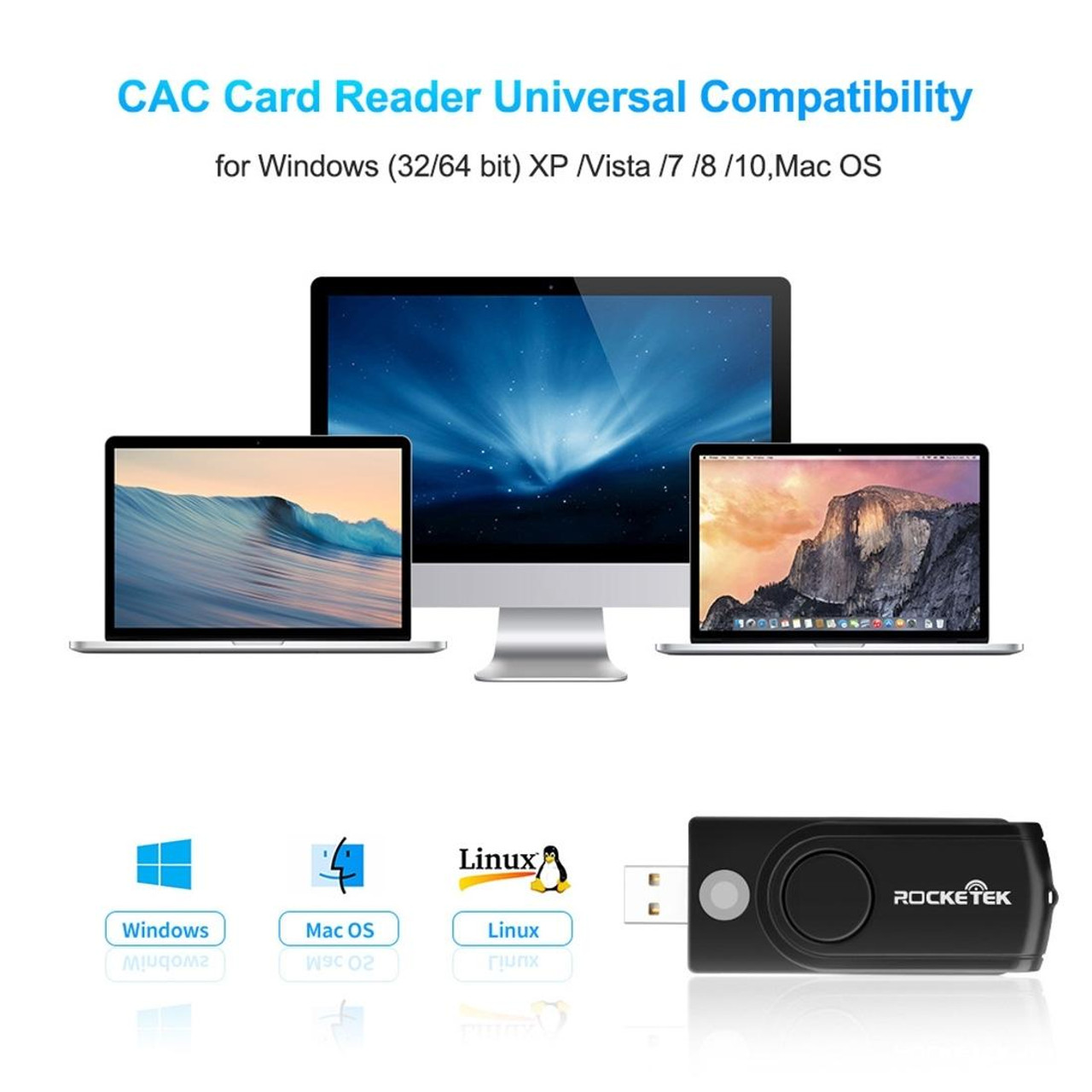 ROCKETEK CR310 USB 2.0 TF Card SD Card SIM Card Smart Card  Multi-function Card Reader, snatcher