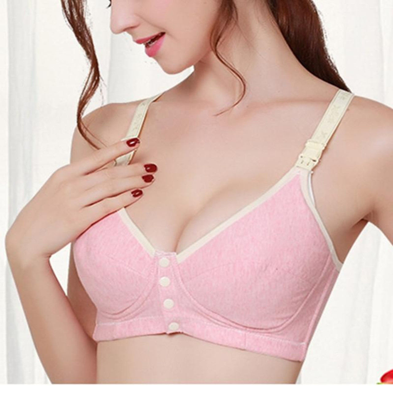 Generic Breastfeeding Bras Maternity Nursing Bra For Feeding Nursing  Underwear Clothes For Pregnant Women Wirefree Breathable Bra(#Type 2-Pink)