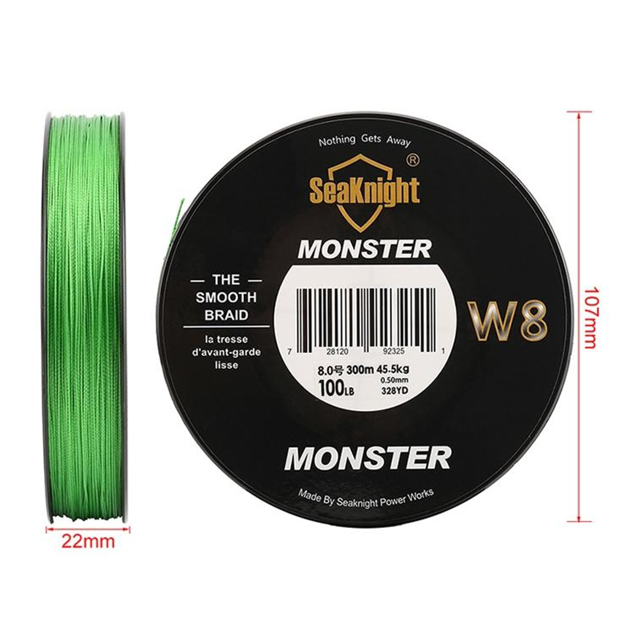 Seaknight Fishing Line PE Line 8 Series 300 Meters Rally Main Line, Line  number: 1.0, Color:Light Green, snatcher