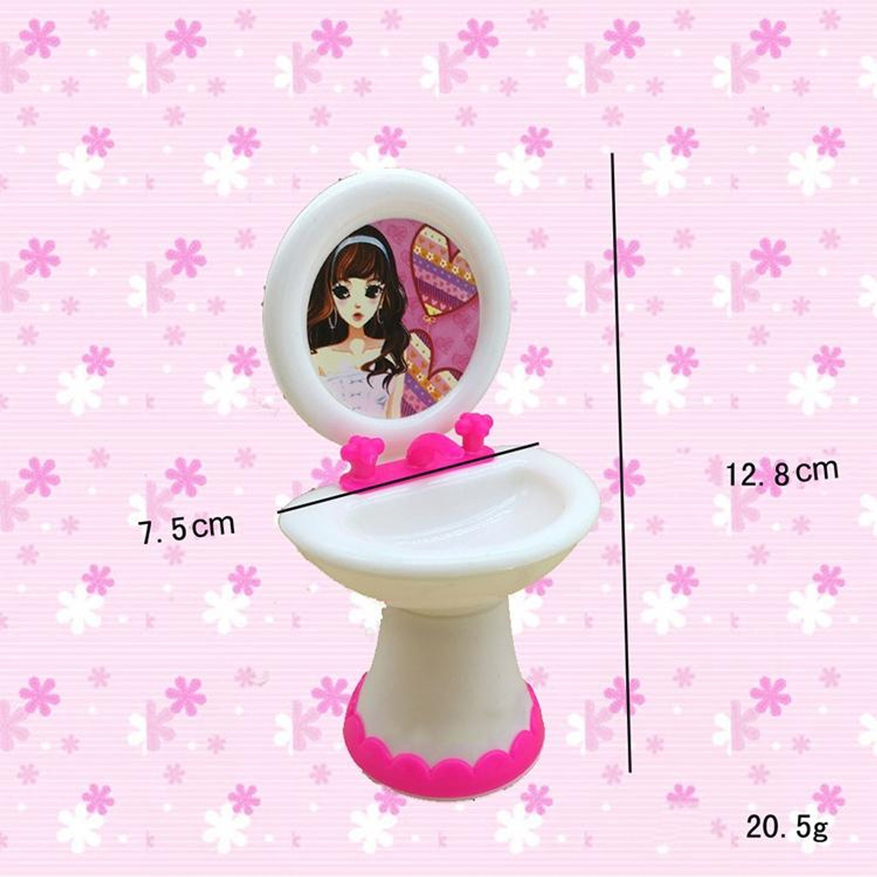 3 PCS Barbie Doll House Plastic Accessories Set Wash Basin Toilet, snatcher