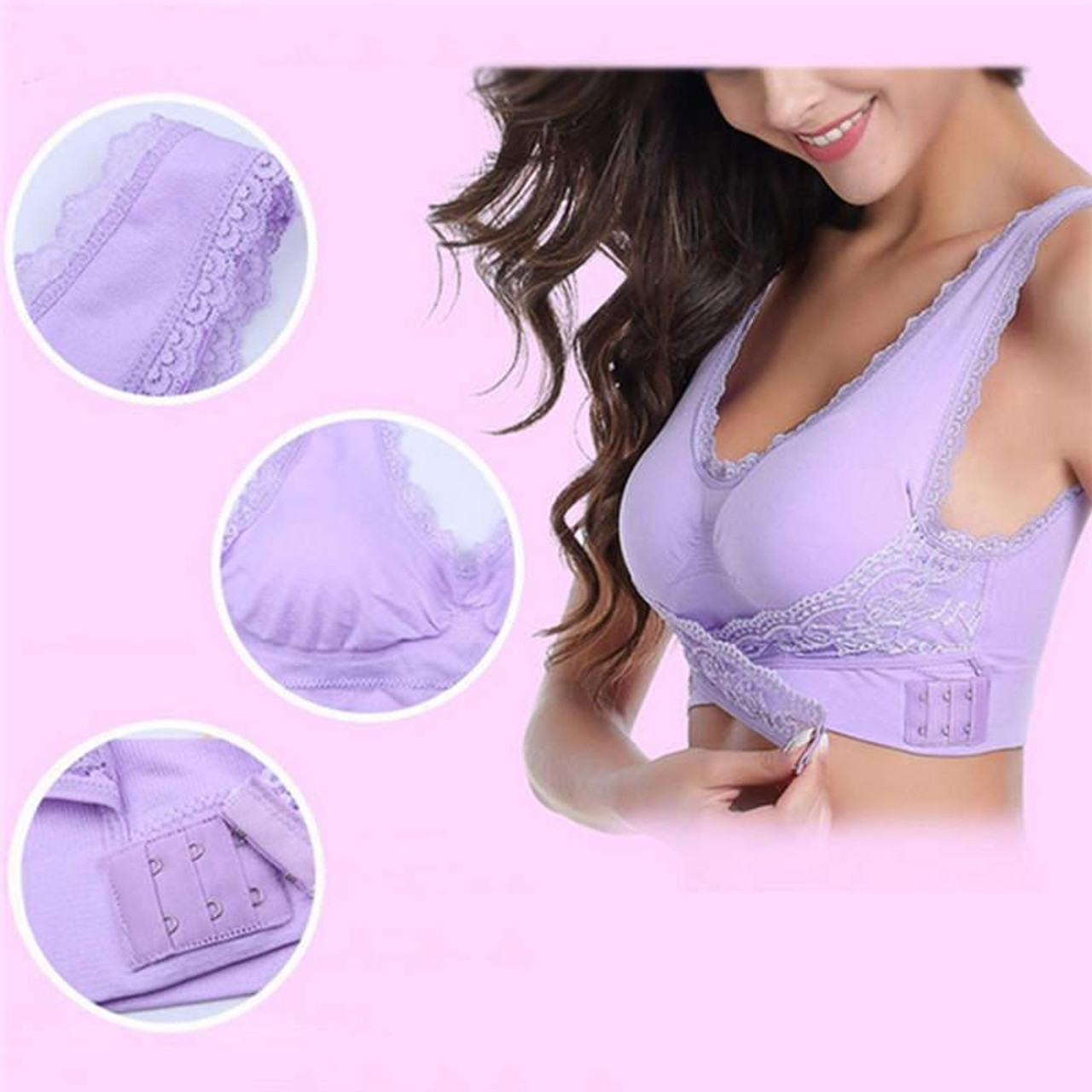 Orbescl Comfort Bras for Women Cross Front Push Up Wireless Lace