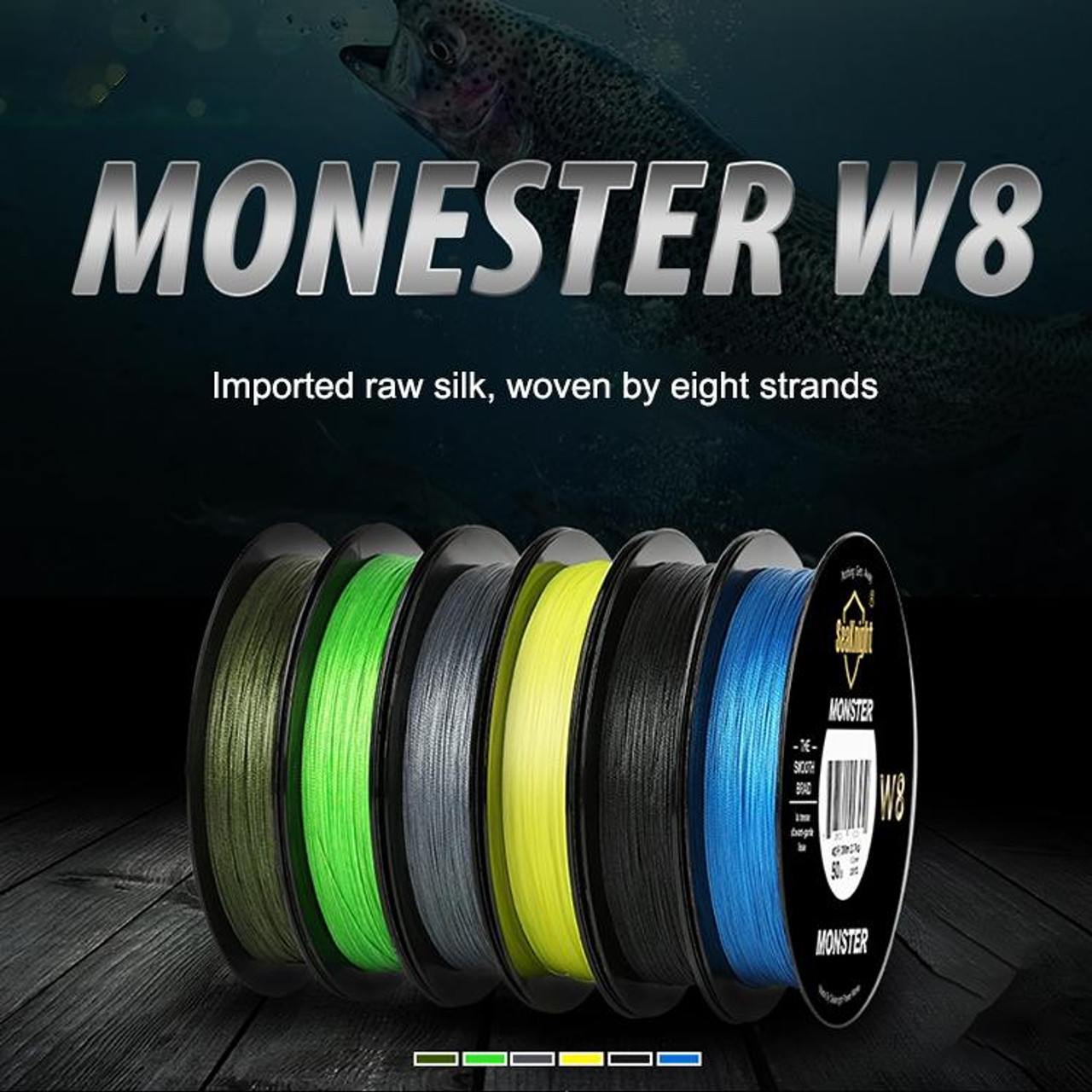 Seaknight Fishing Line PE Line 8 Series 300 Meters Rally Main Line, Line  number: 0.8, Color:Light Green, snatcher