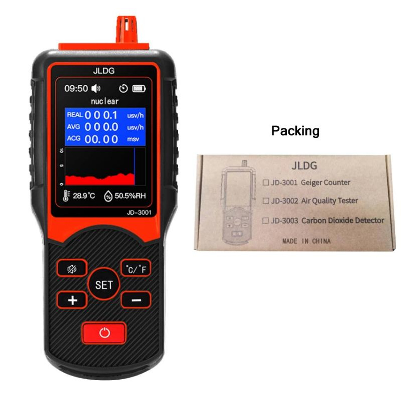 JLDG Home Lndustrial Lonizing Radiation Detector Geiger Counter(Carton  Package), snatcher