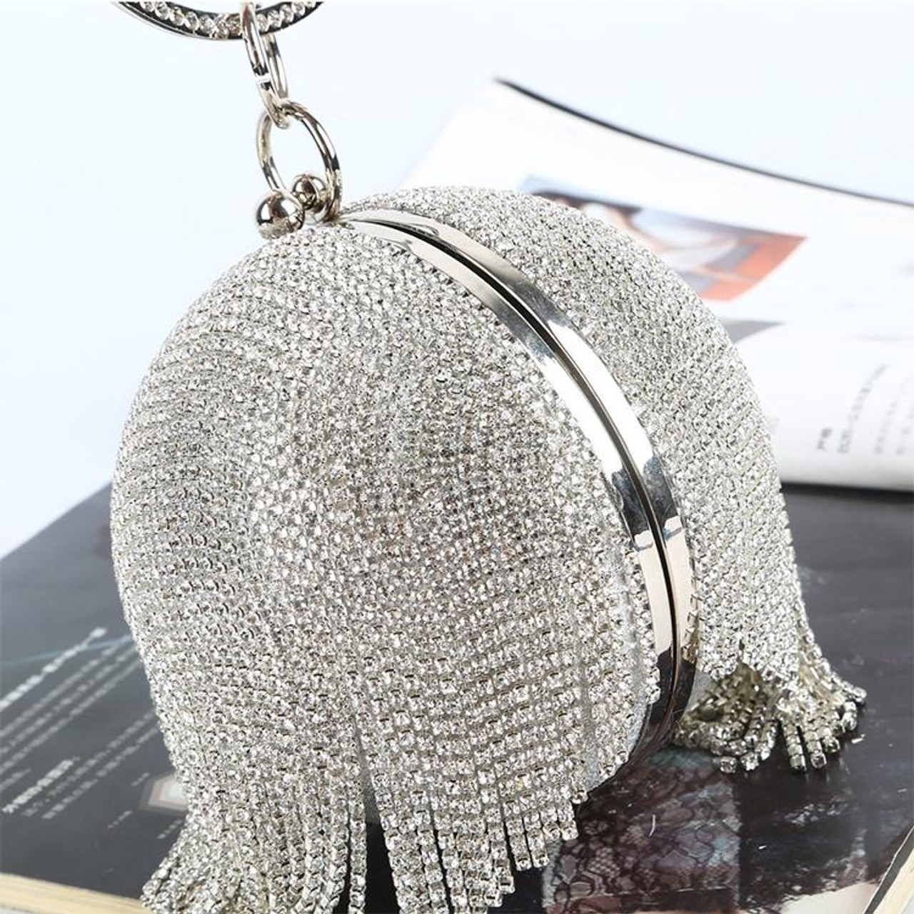 Ladys Silver Clutch Evening Bag Prom Pouch Beautifully Cr... | MoliMoi  London | SilkFred